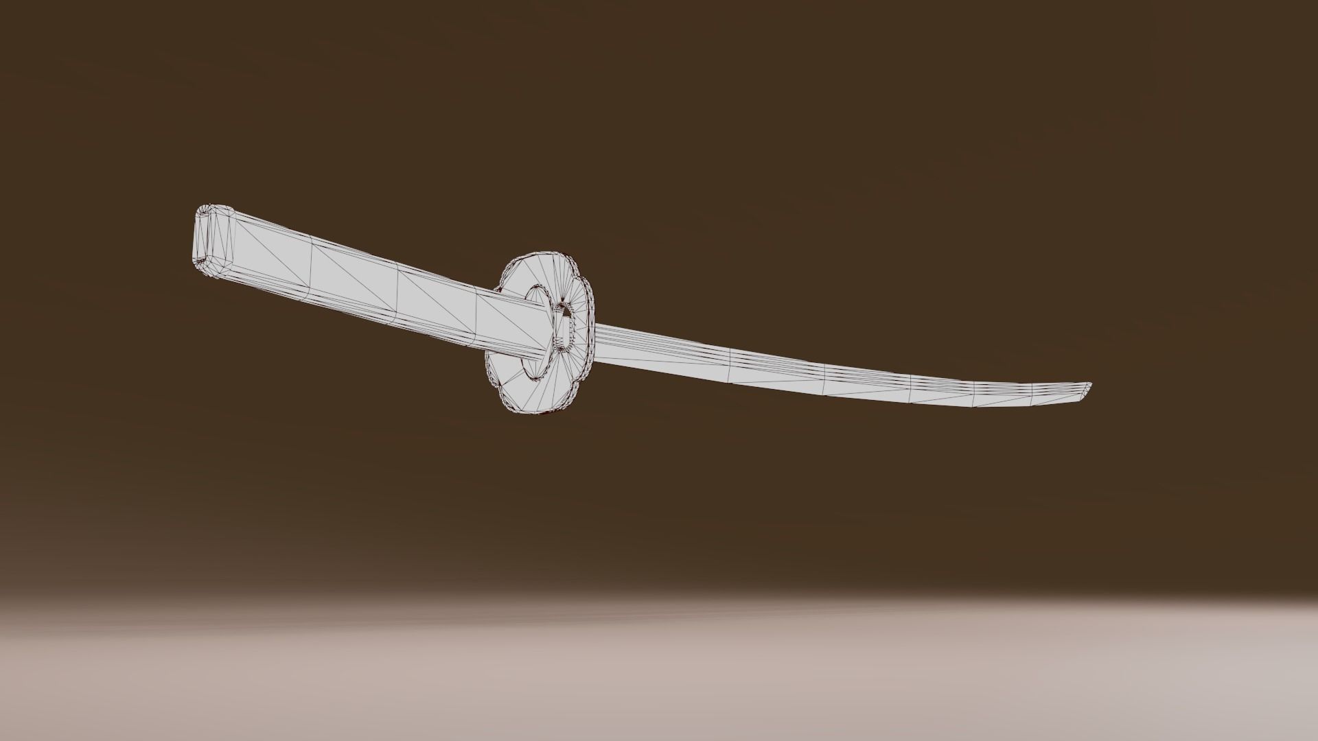 Samurai sword Low-poly 3D model_4