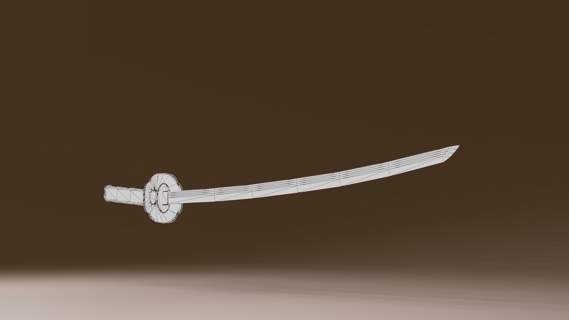 Samurai sword Low-poly 3D model_6