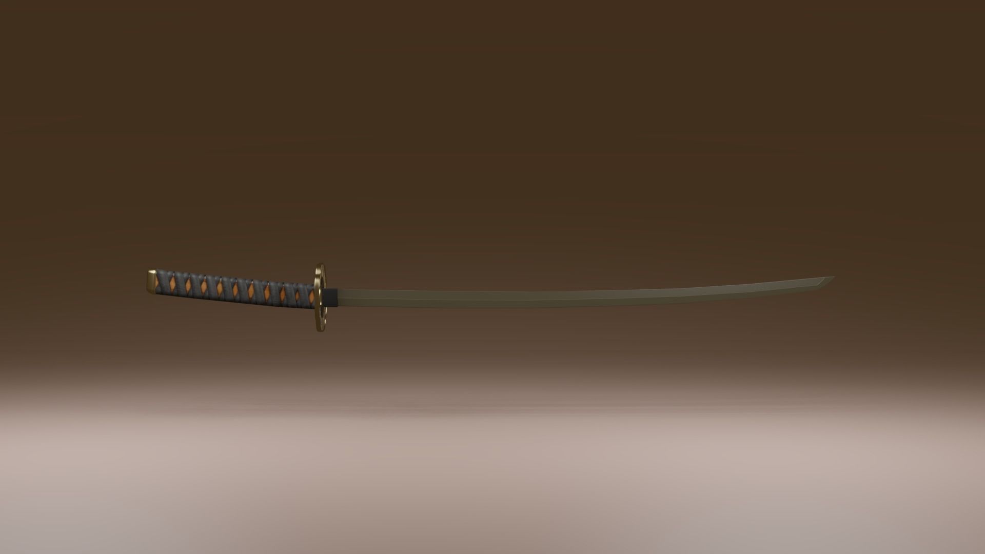 Samurai sword Low-poly 3D model_1