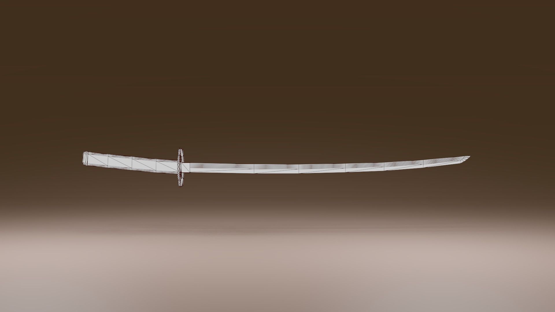 Samurai sword Low-poly 3D model_5