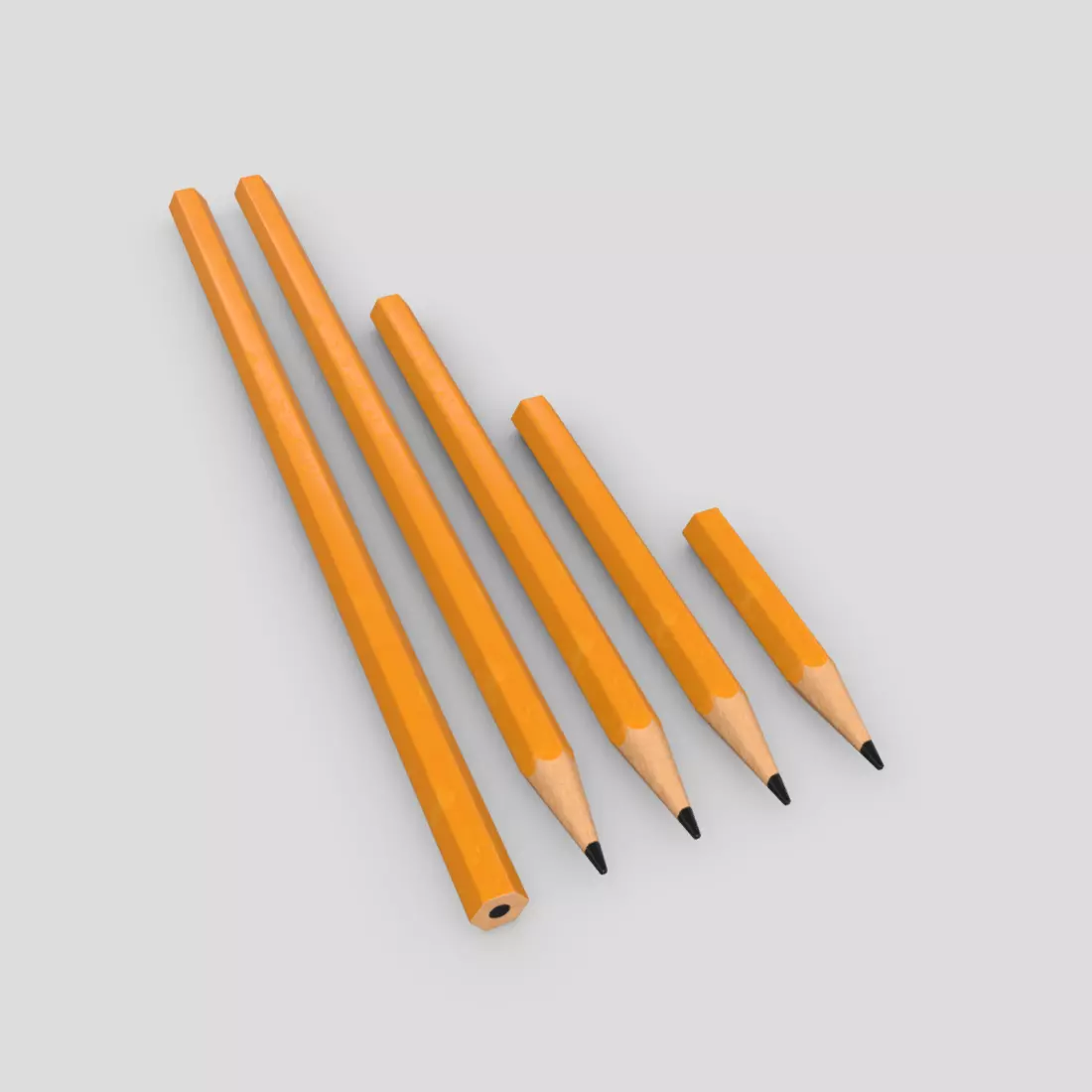Pencil Sizes Low-poly 3D model