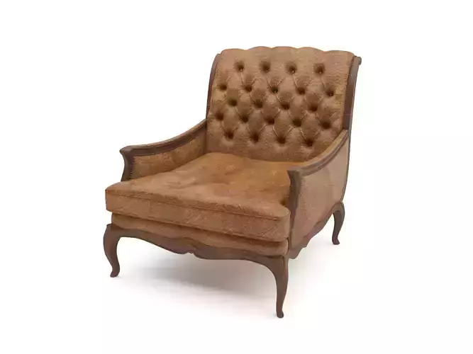 Traditional Style Leather Carved Chair 3d Model