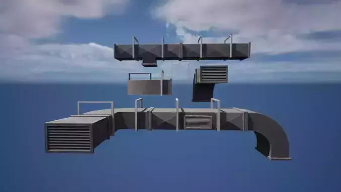 Modular Ventilation PBR Low-poly Game Ready Model