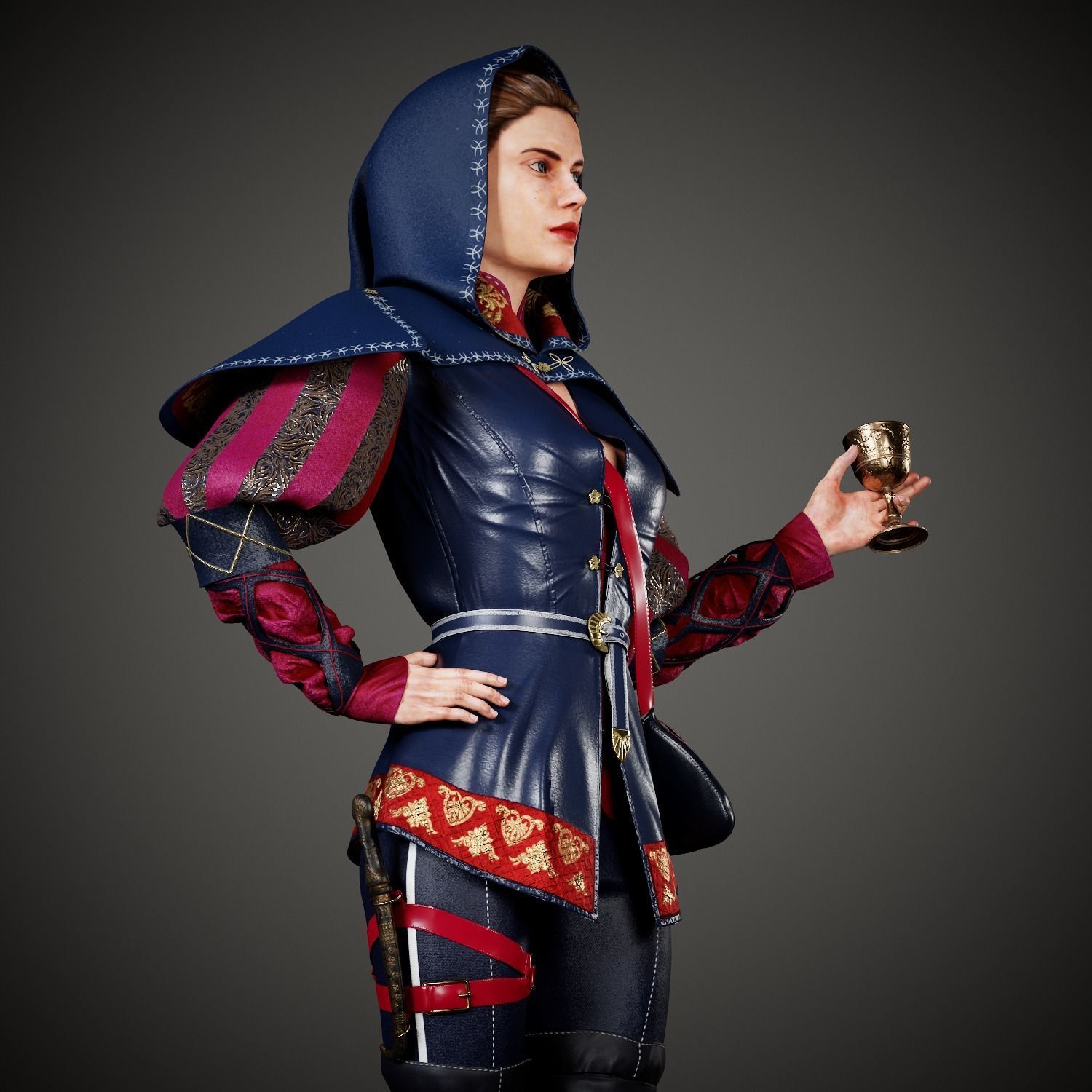 GRAILS QUEEN with 10 GODS GRAILS Low-poly 3D model_8