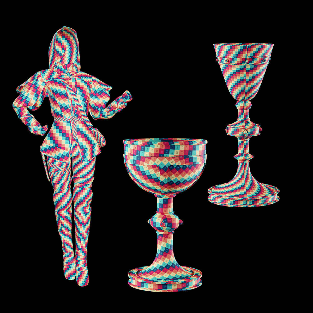 GRAILS QUEEN with 10 GODS GRAILS Low-poly 3D model_6