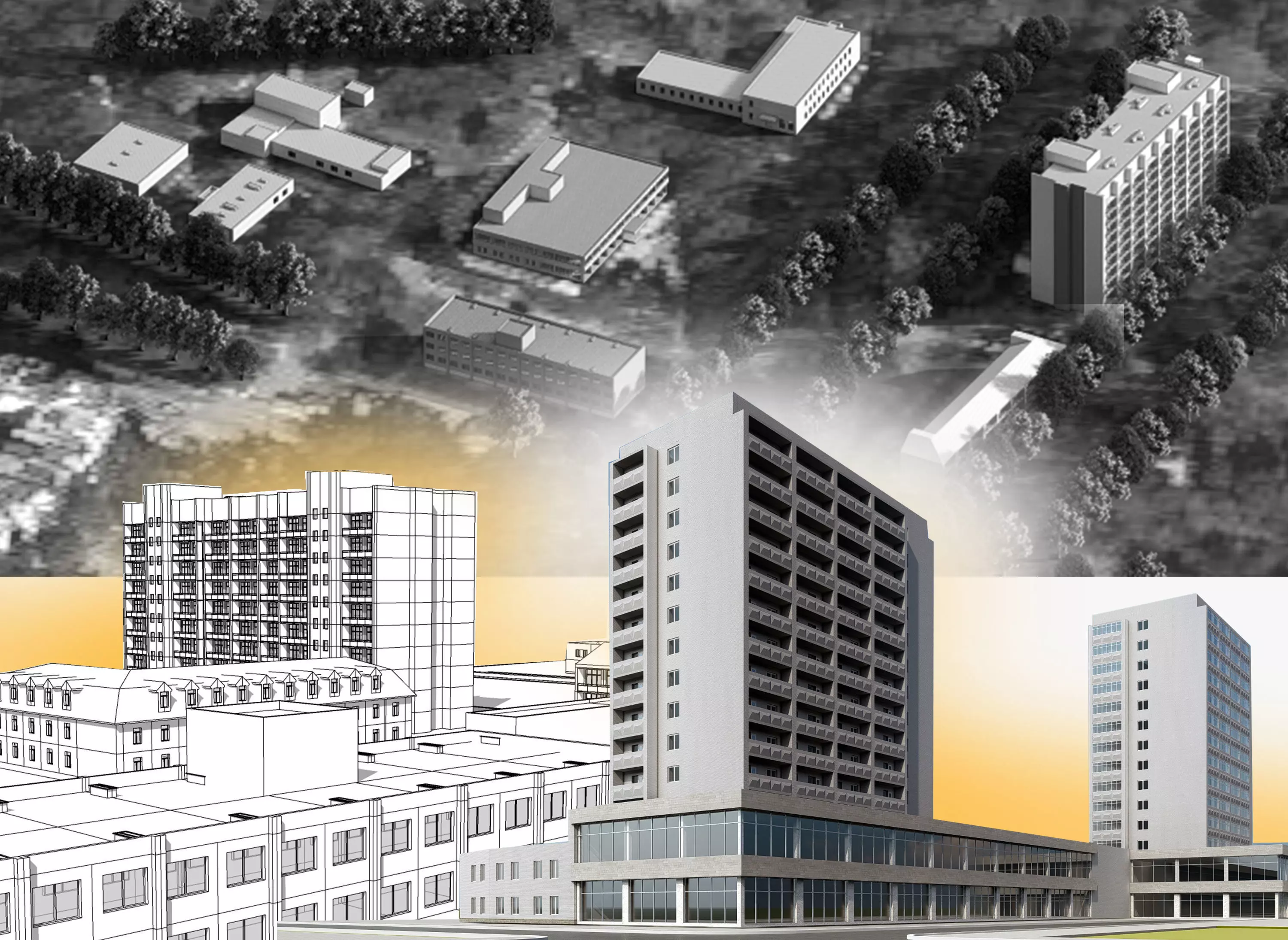 building set Irpin military hospital multi storey building 3D model_0