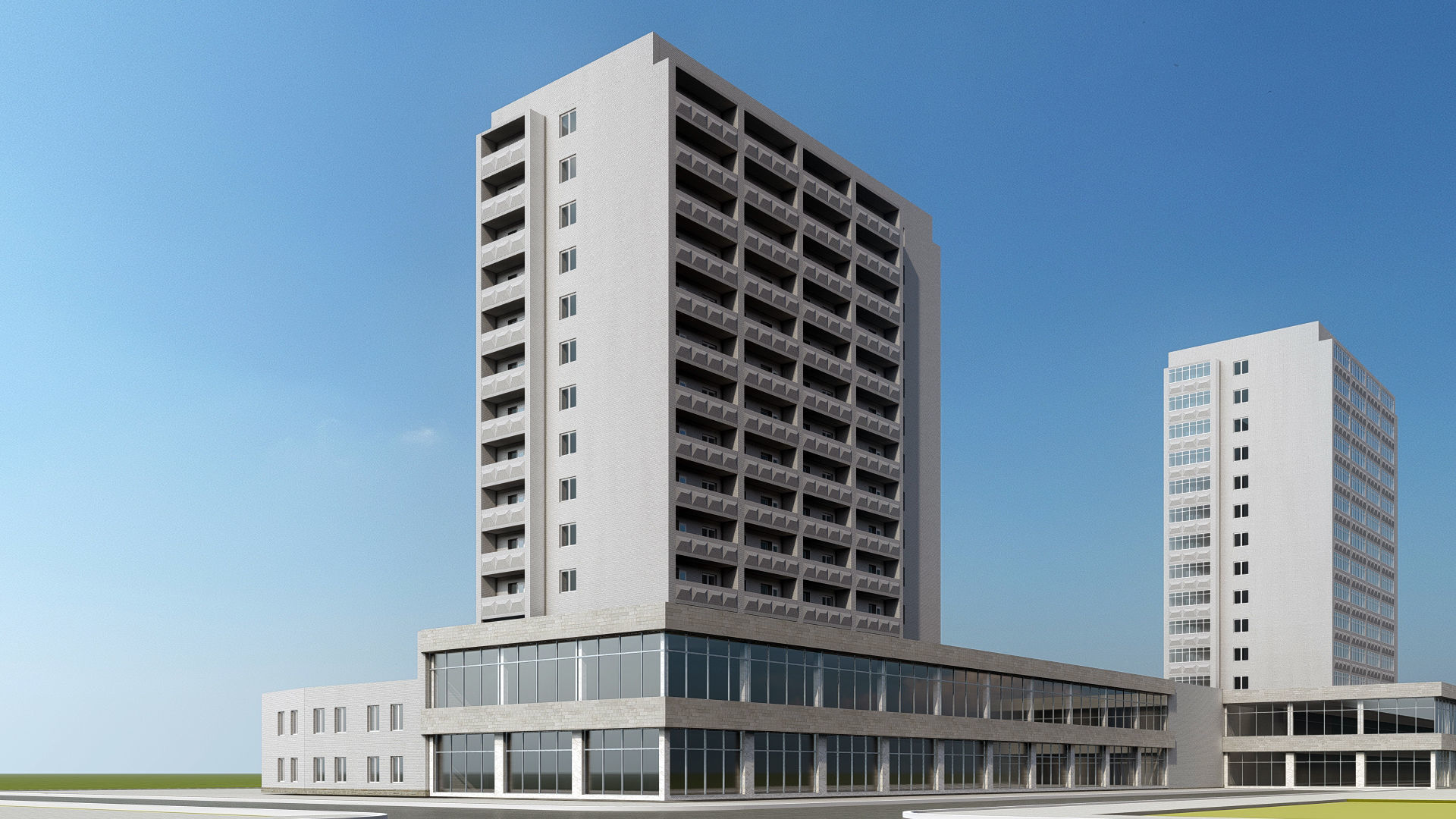 building set Irpin military hospital multi storey building 3D model_2