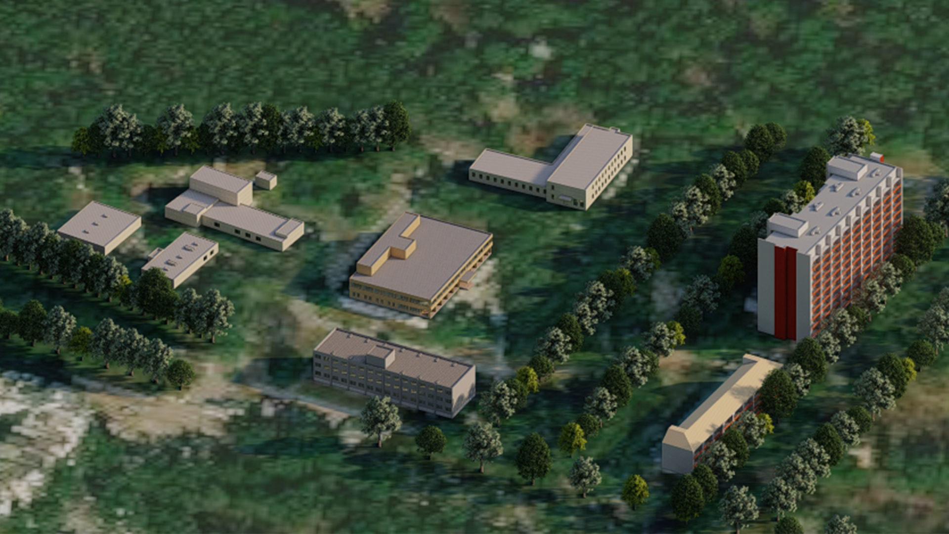 building set Irpin military hospital multi storey building 3D model_1