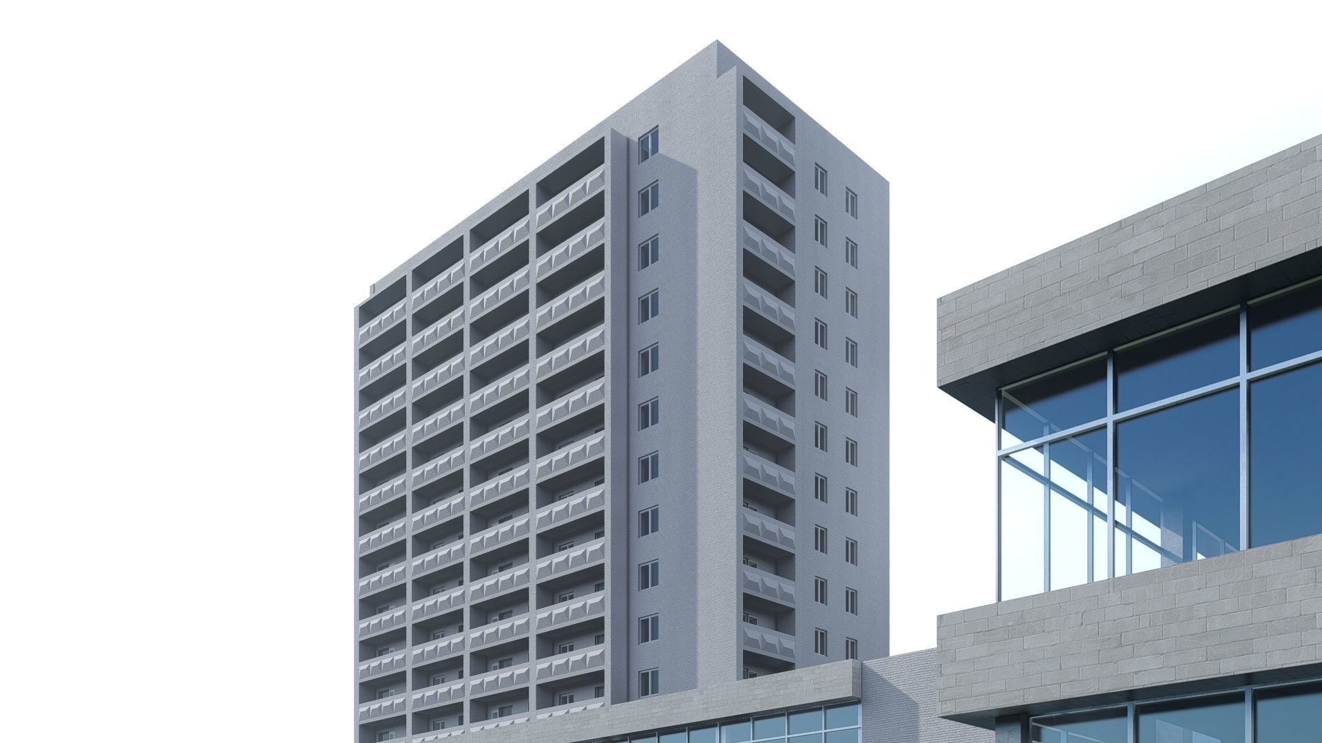 building set Irpin military hospital multi storey building 3D model_4