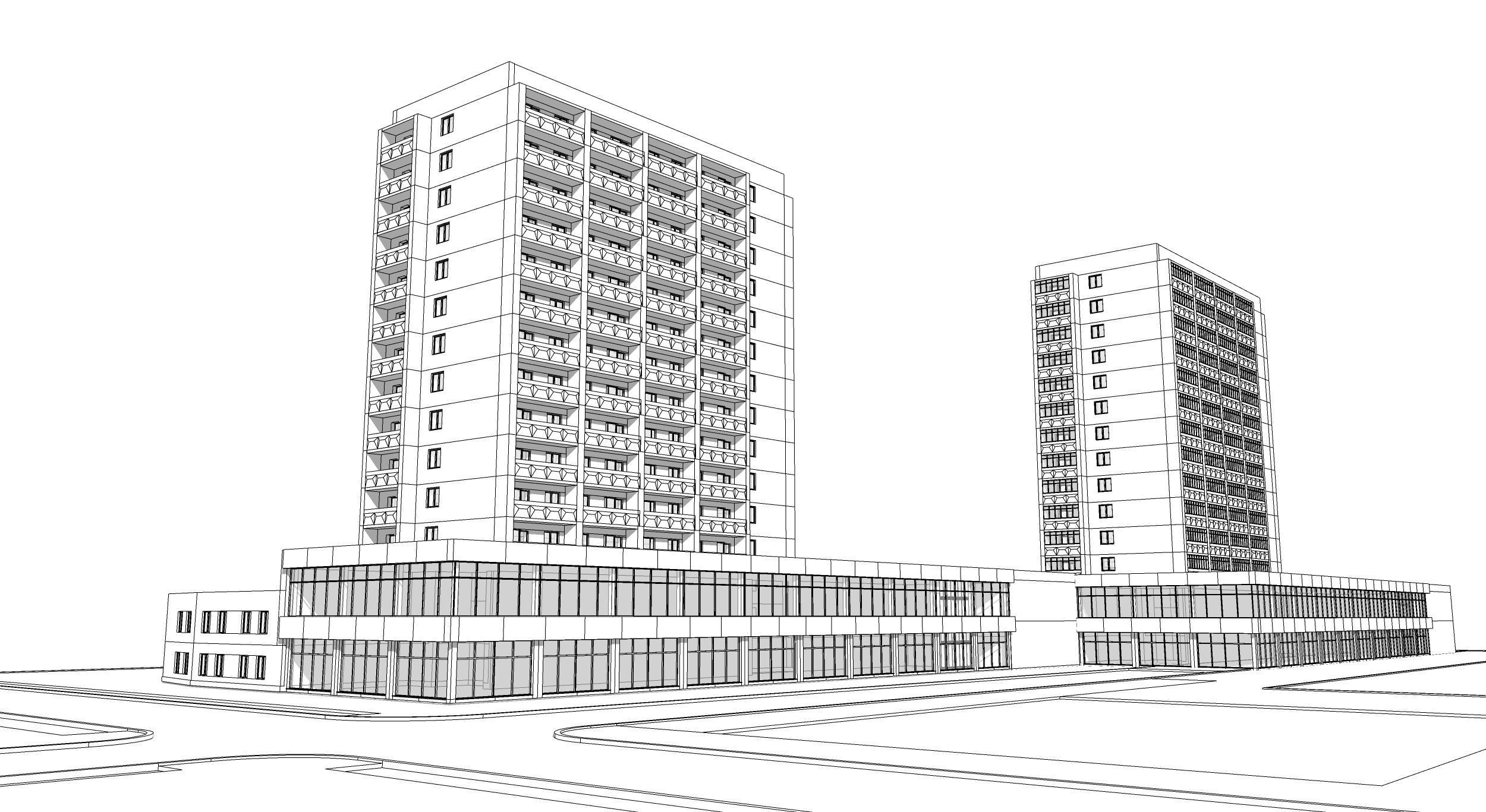 building set Irpin military hospital multi storey building 3D model_8