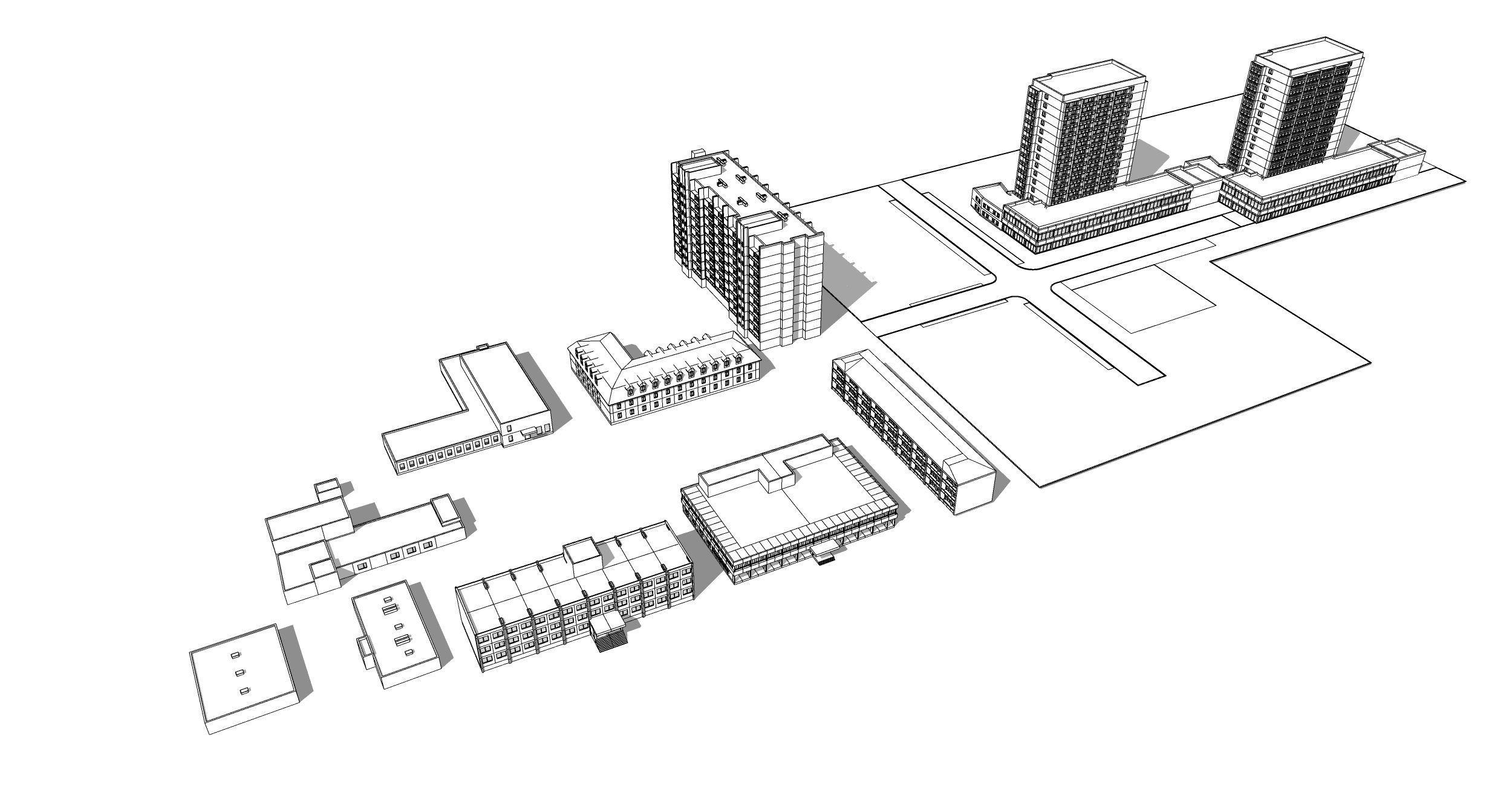 building set Irpin military hospital multi storey building 3D model_3