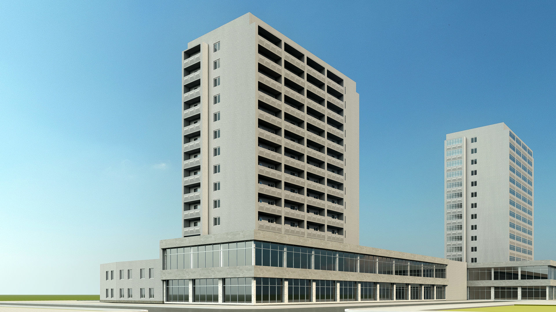 building set Irpin military hospital multi storey building 3D model_10