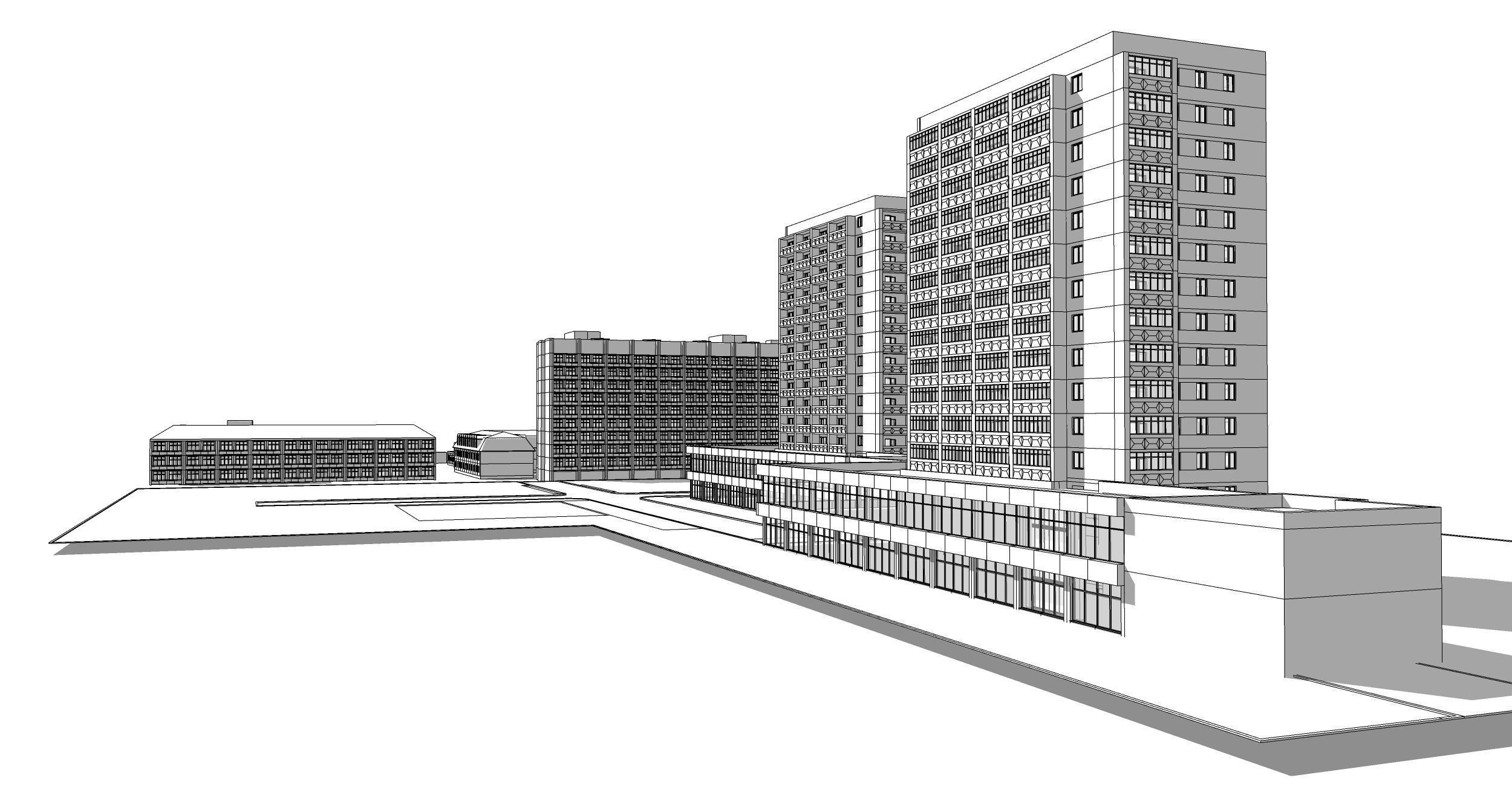 building set Irpin military hospital multi storey building 3D model_9
