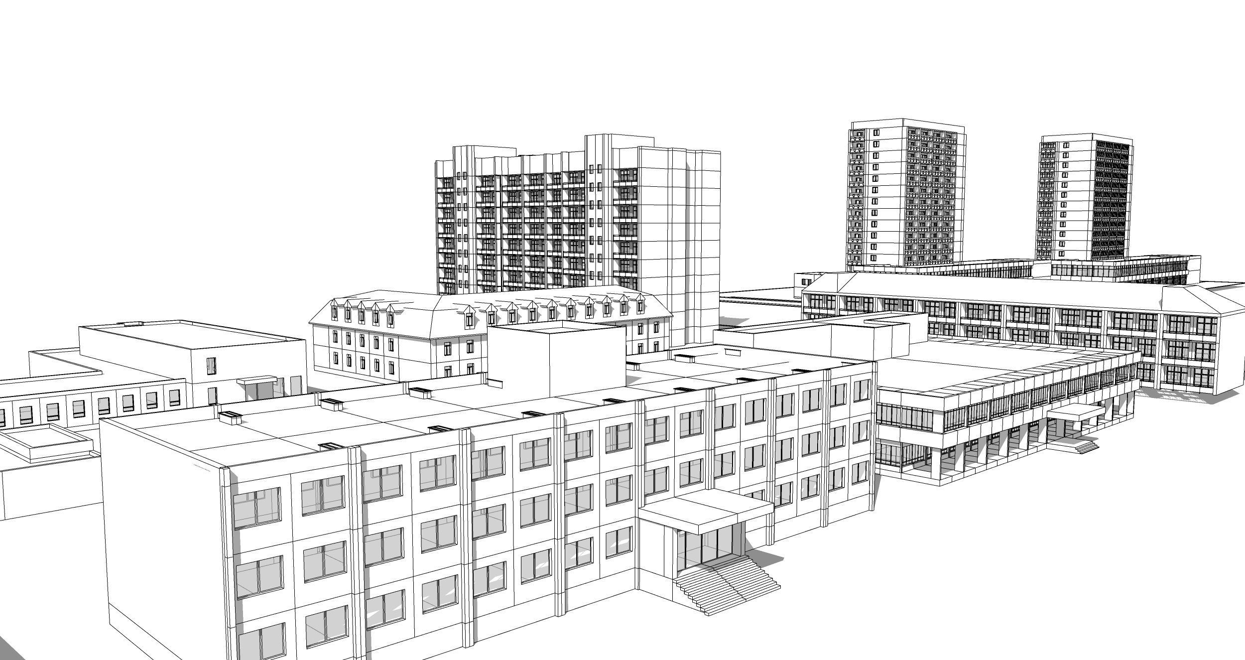 building set Irpin military hospital multi storey building 3D model_7