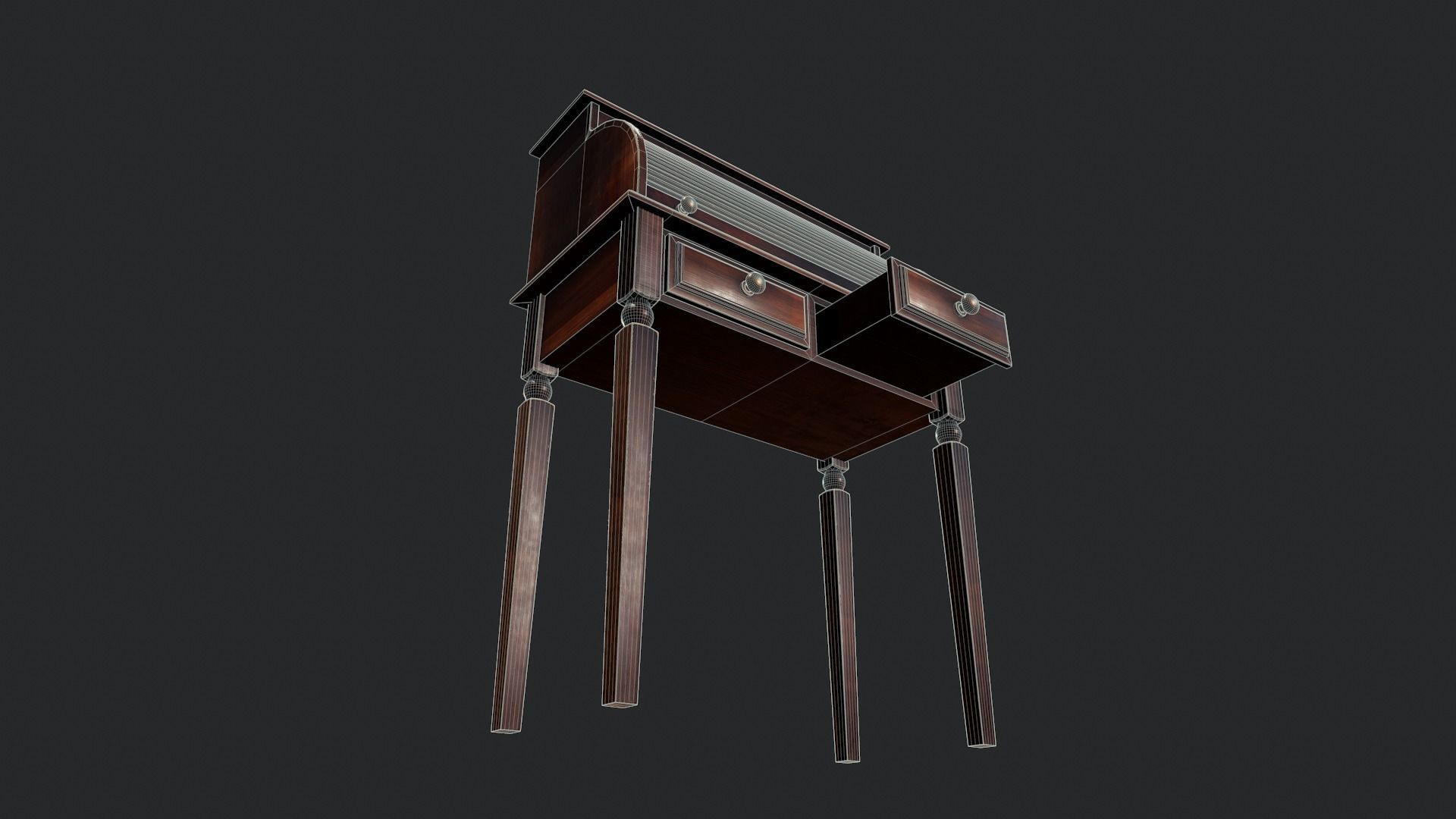 Roll Top Desk - Tutorial Included 3D model_11