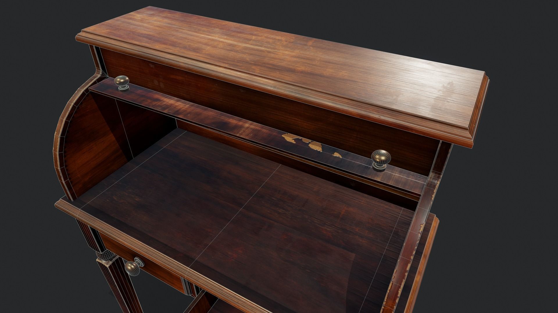Roll Top Desk - Tutorial Included 3D model_15