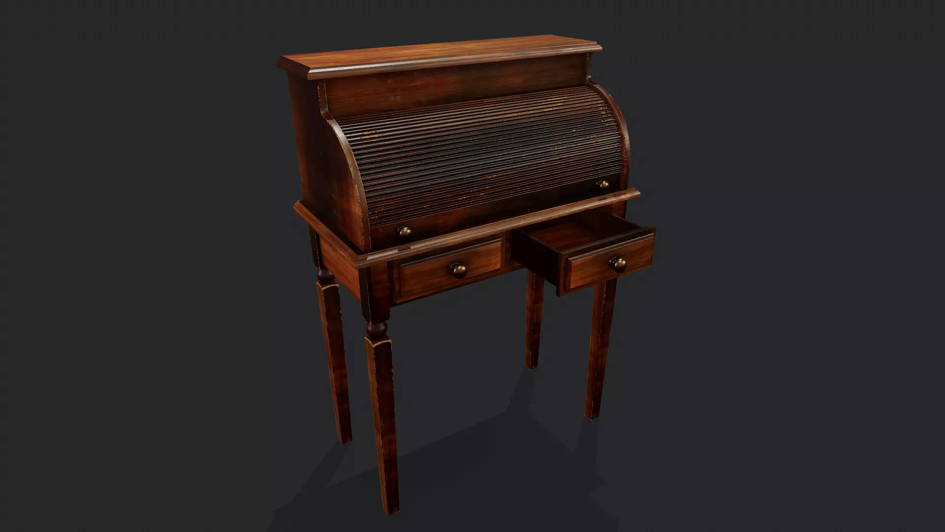 Roll Top Desk - Tutorial Included 3D model_0