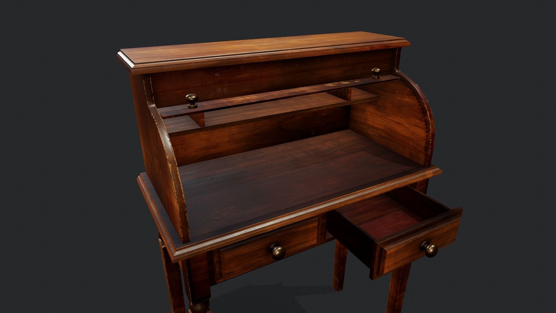 Roll Top Desk - Tutorial Included 3D model_12