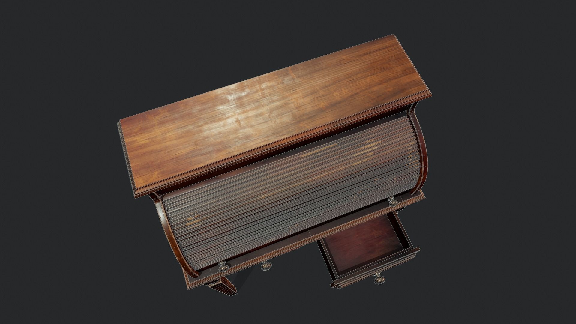 Roll Top Desk - Tutorial Included 3D model_9