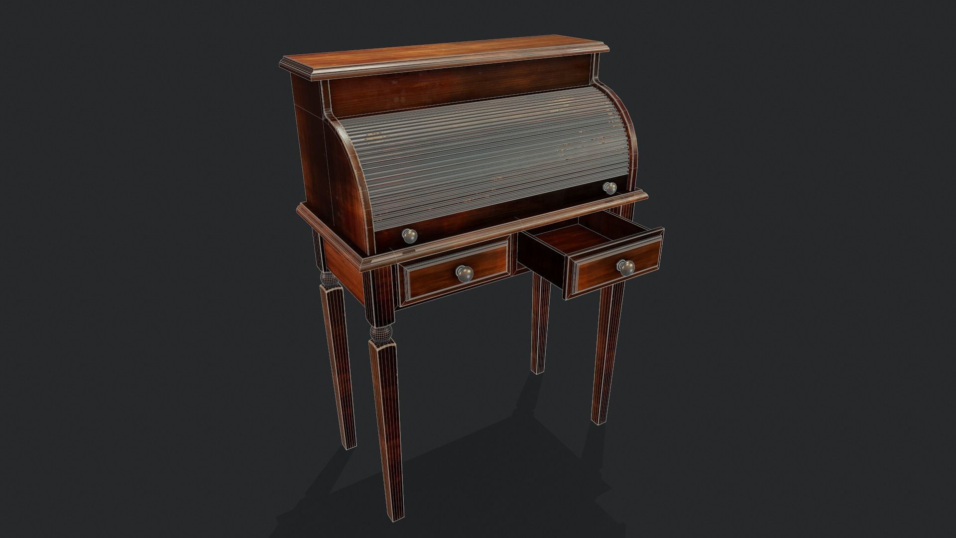 Roll Top Desk - Tutorial Included 3D model_3