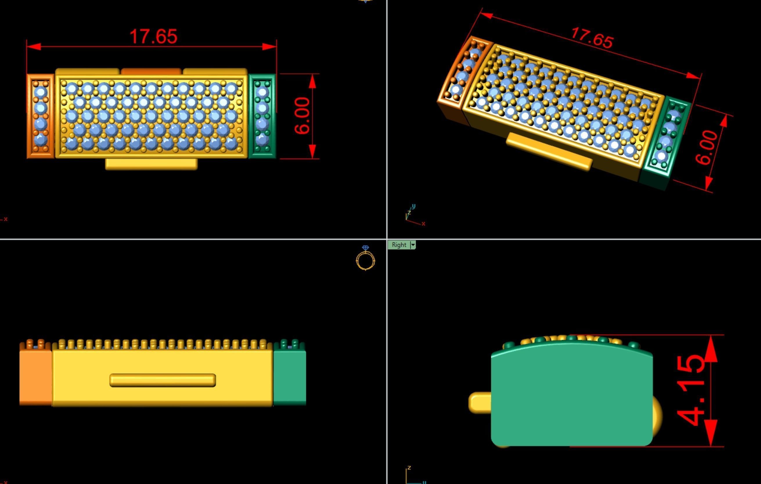 6 mm Diamond  Lock Box for Jewelry 3D print model_9
