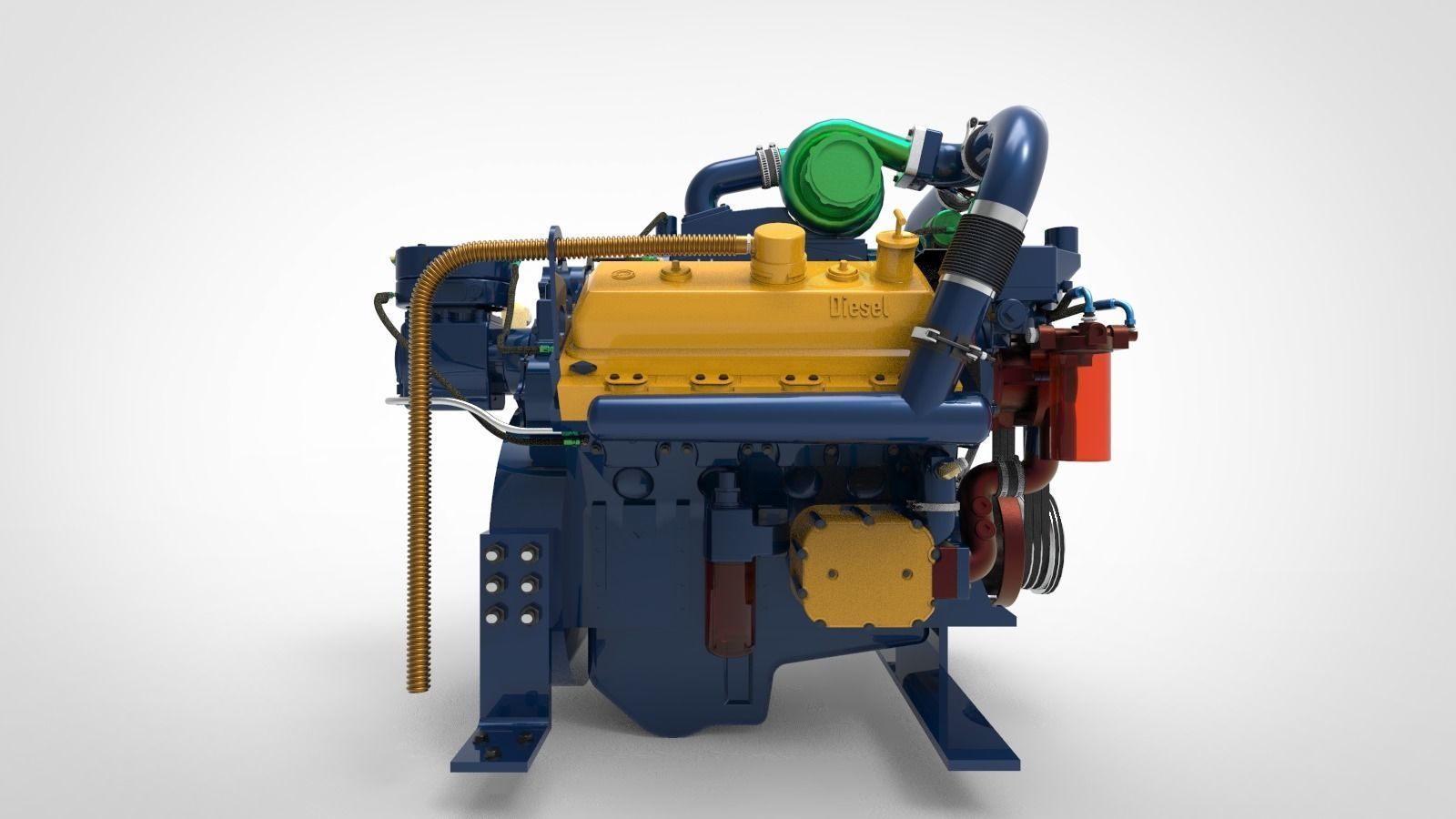marine diesel engine 3D model_2