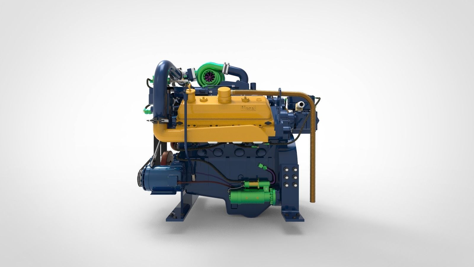 marine diesel engine 3D model_1