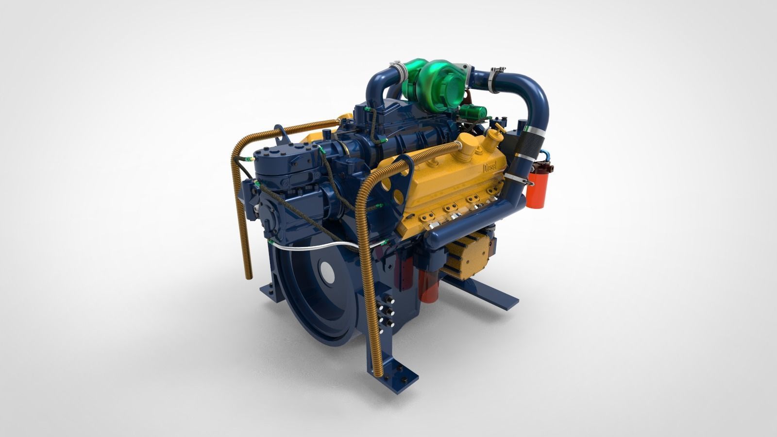 marine diesel engine 3D model_3