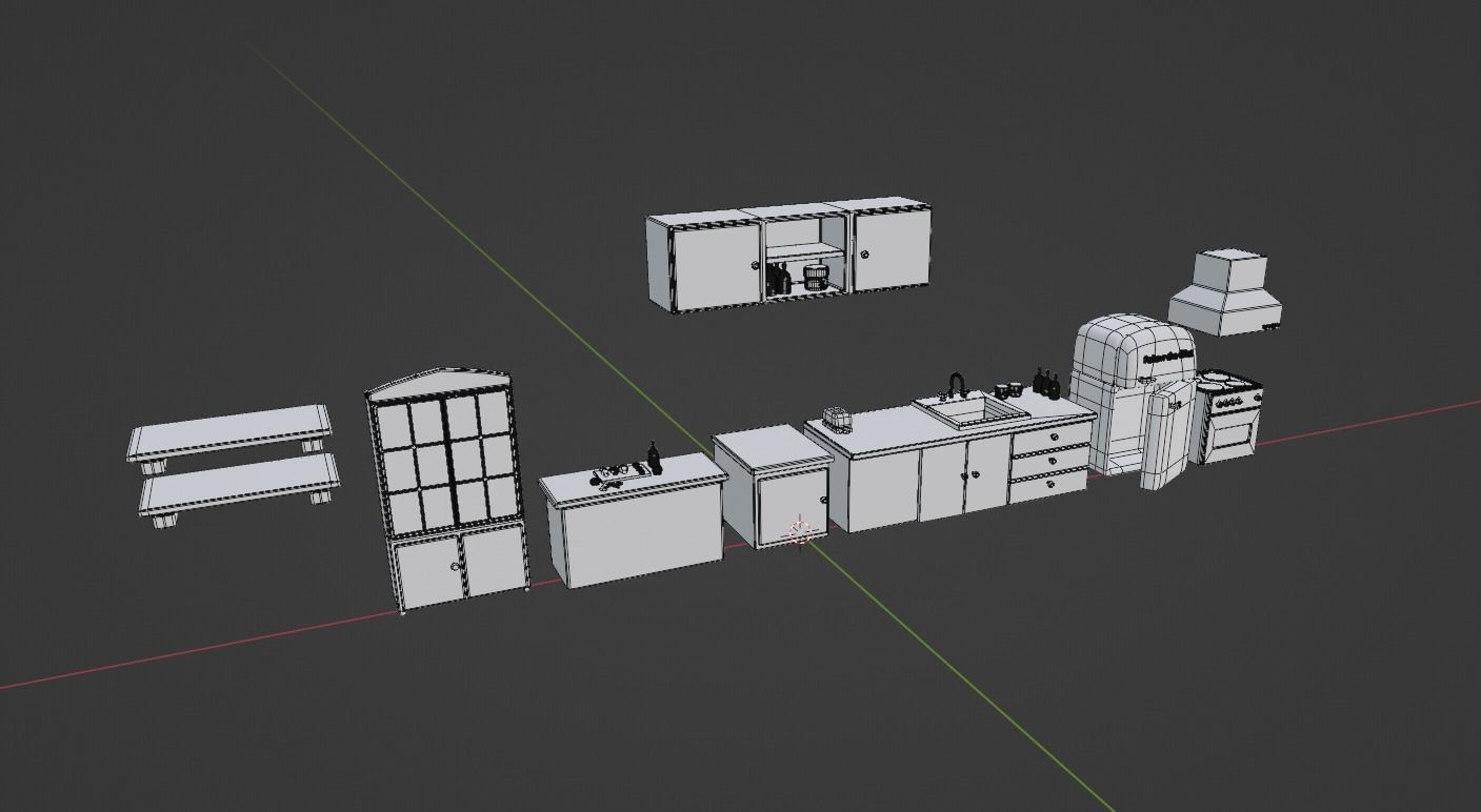 Ready made kitchen models 3D model_1