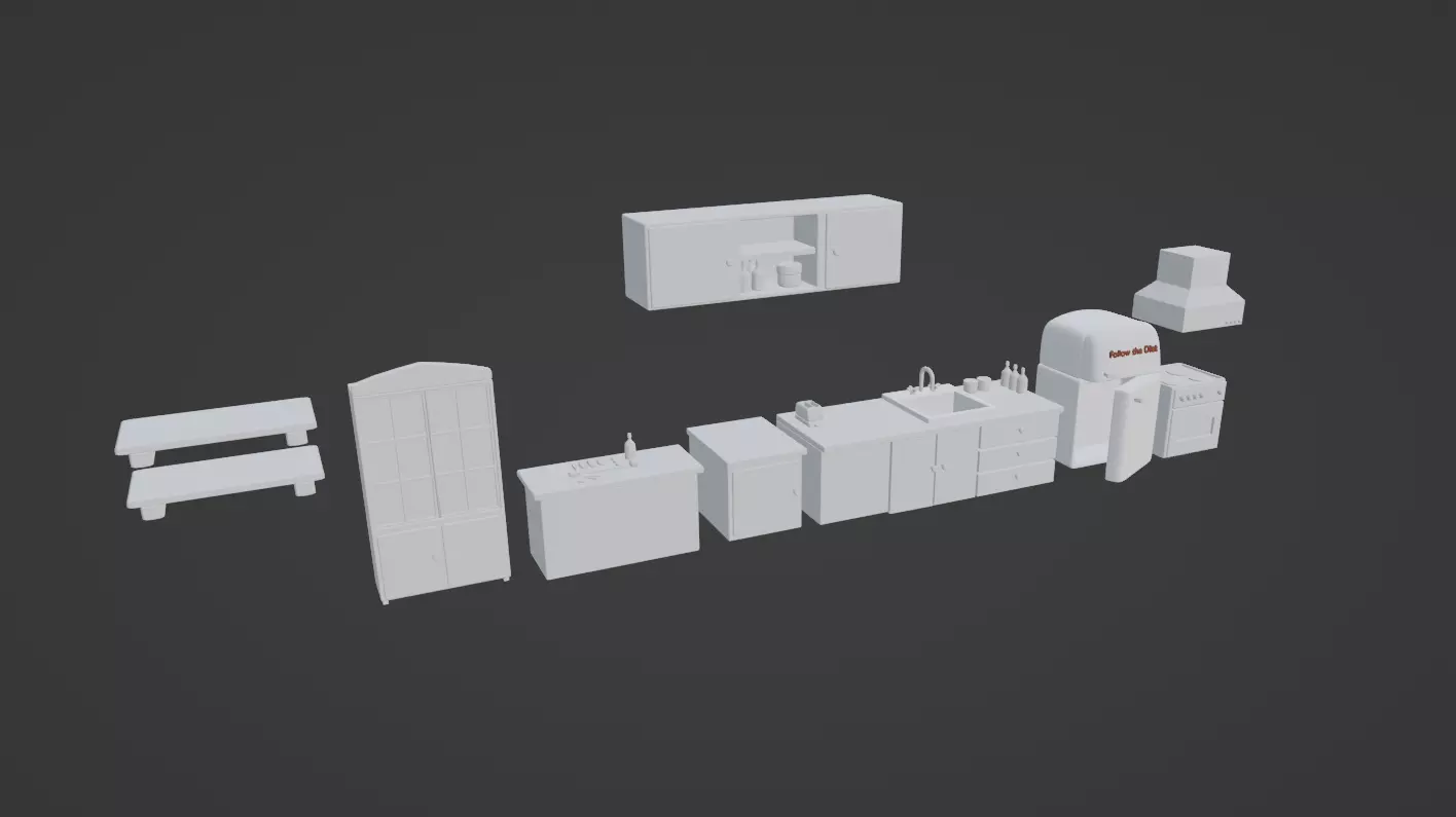 Ready made kitchen models 3D model_0