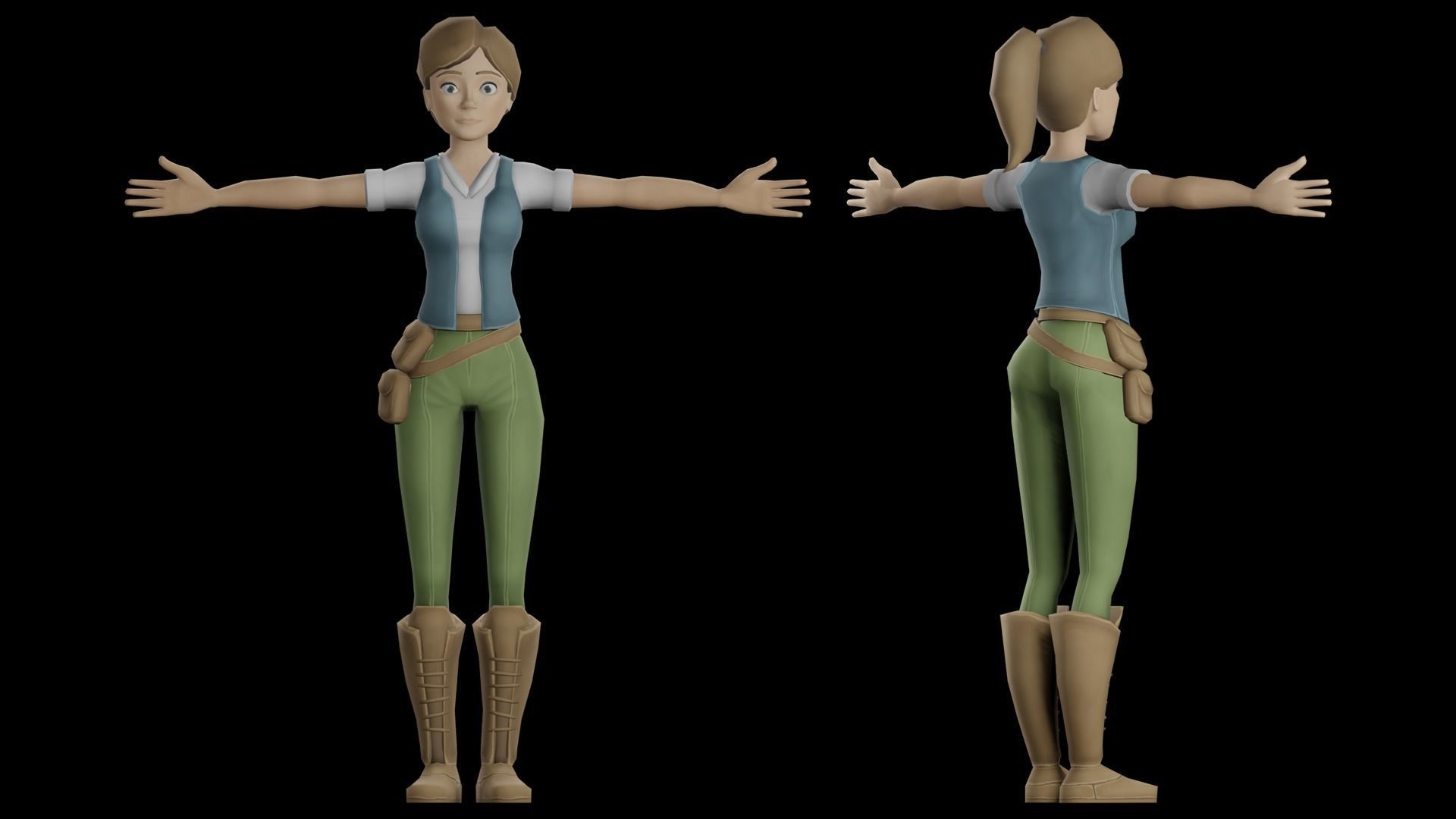 Stylized Female Character Low-poly 3D model_7