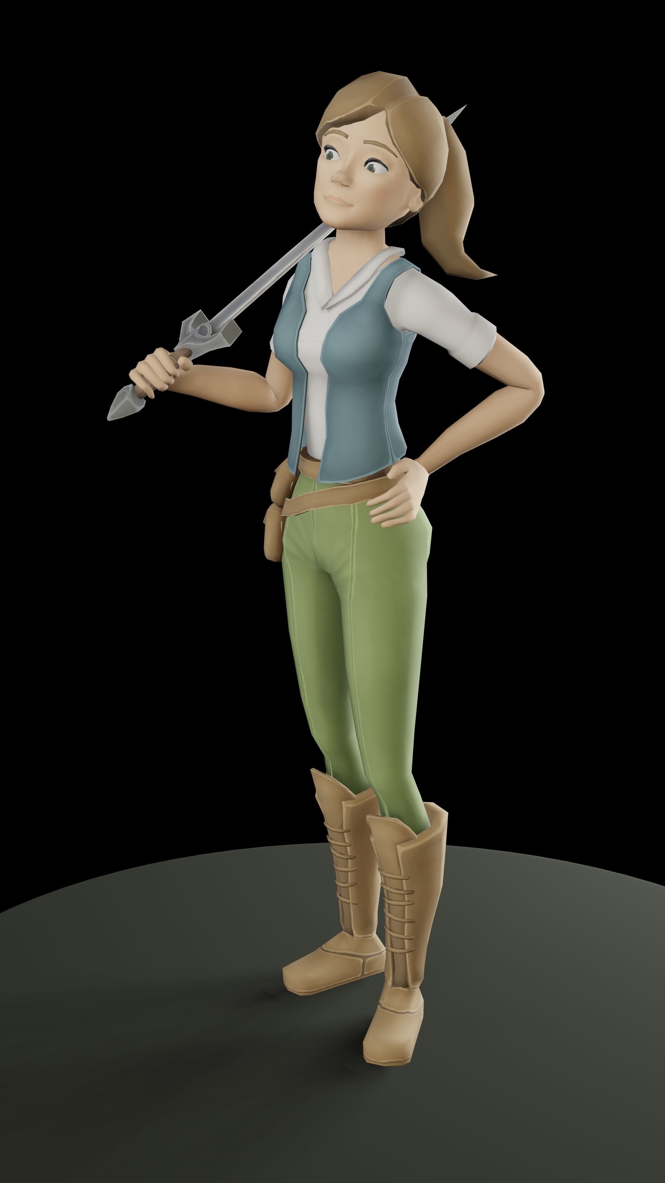 Stylized Female Character Low-poly 3D model_4