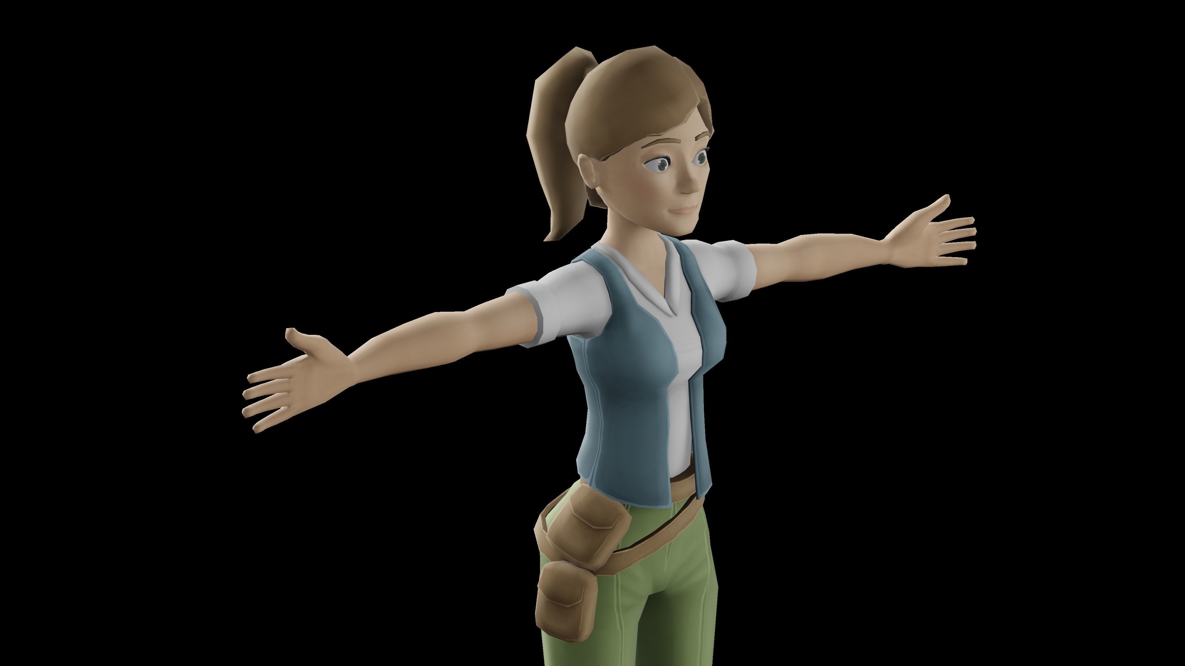 Stylized Female Character Low-poly 3D model_8