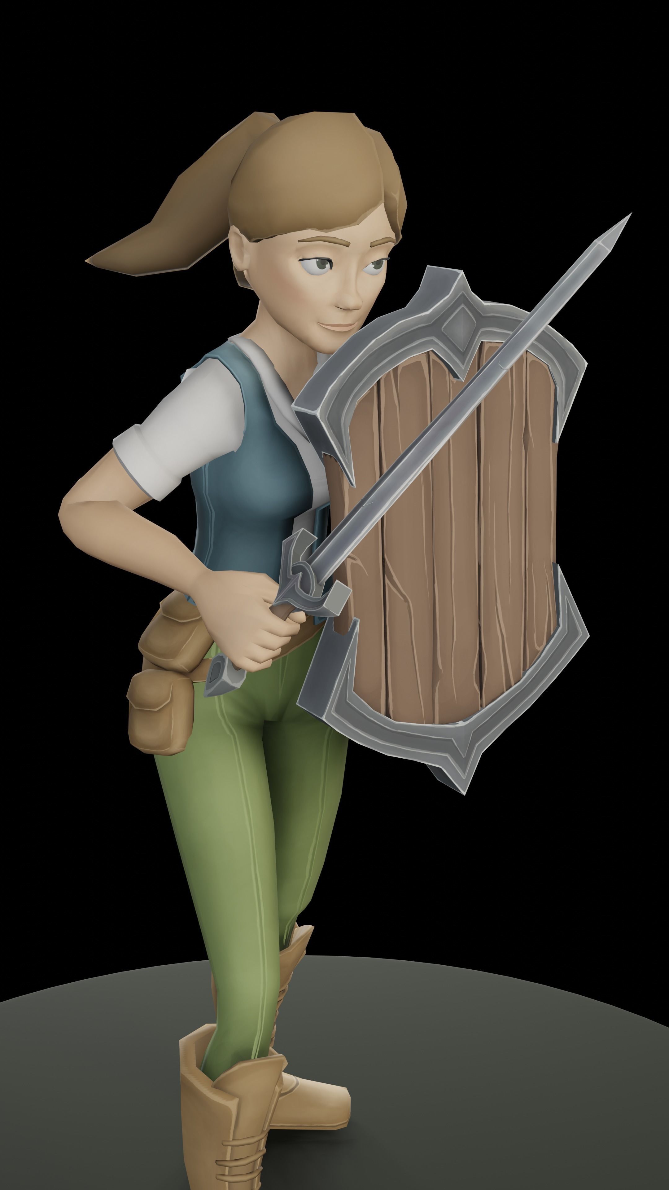Stylized Female Character Low-poly 3D model_2