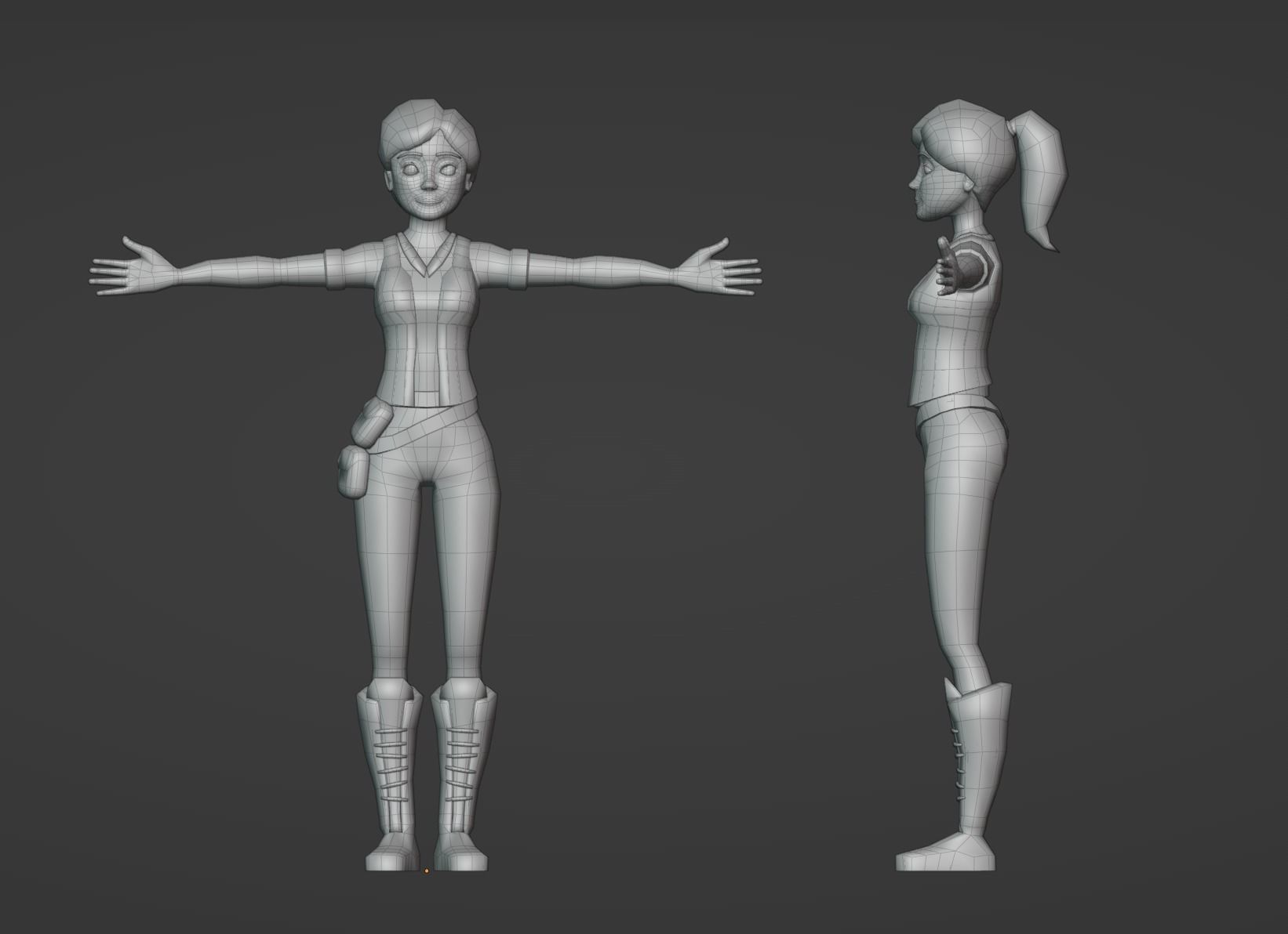 Stylized Female Character Low-poly 3D model_10