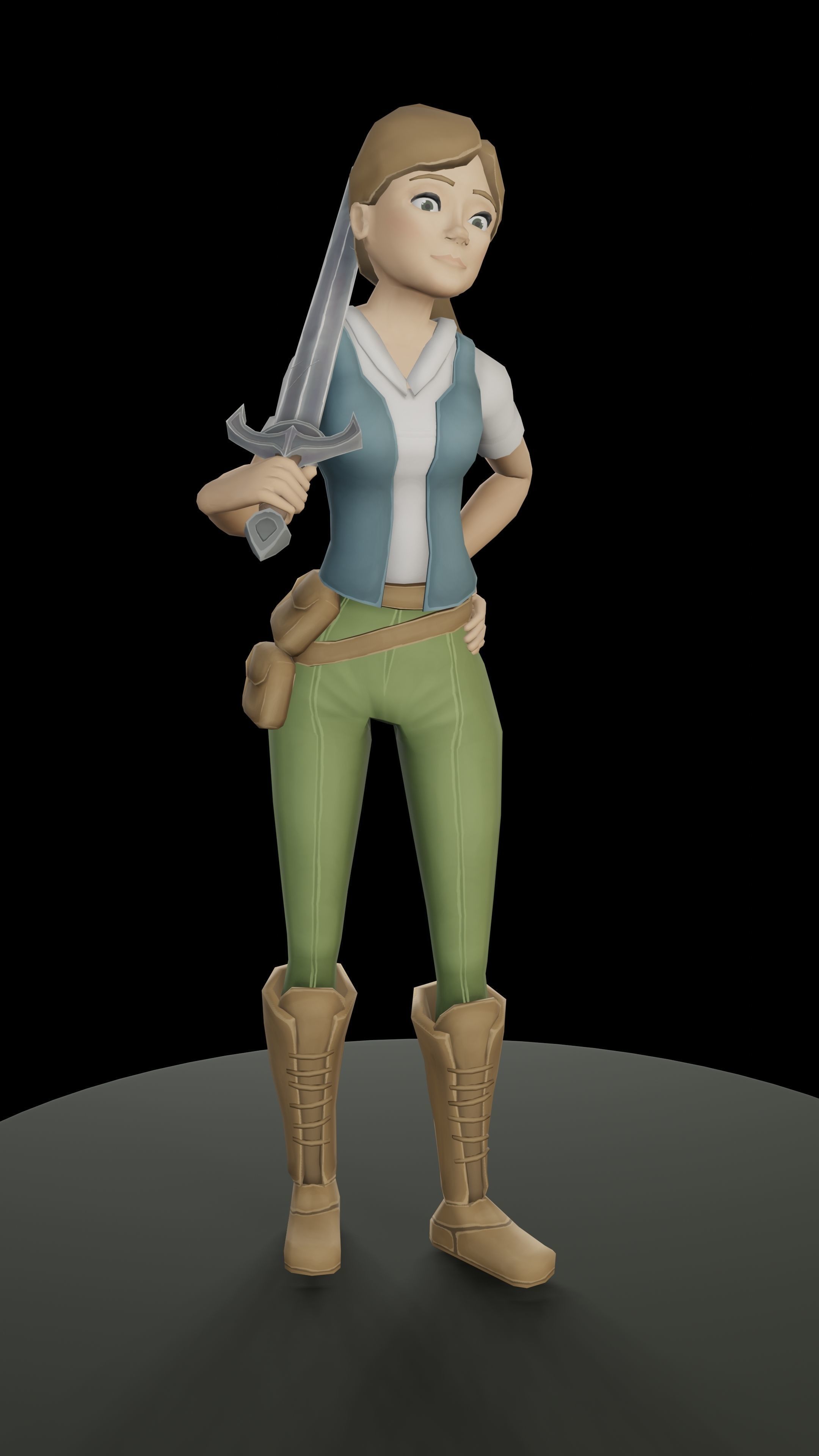 Stylized Female Character Low-poly 3D model_3