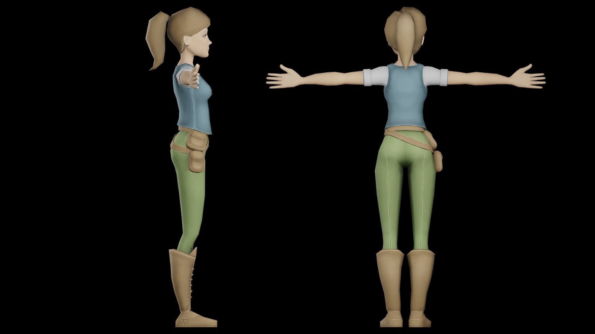 Stylized Female Character Low-poly 3D model_5