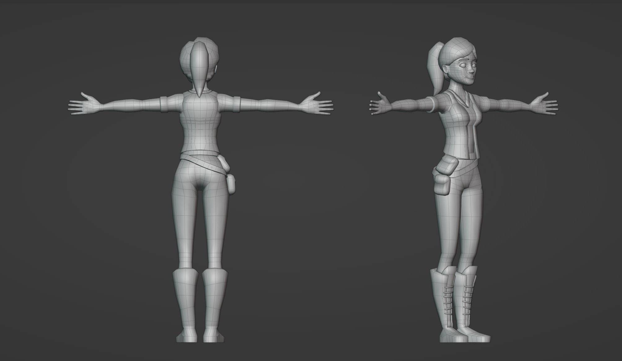 Stylized Female Character Low-poly 3D model_11