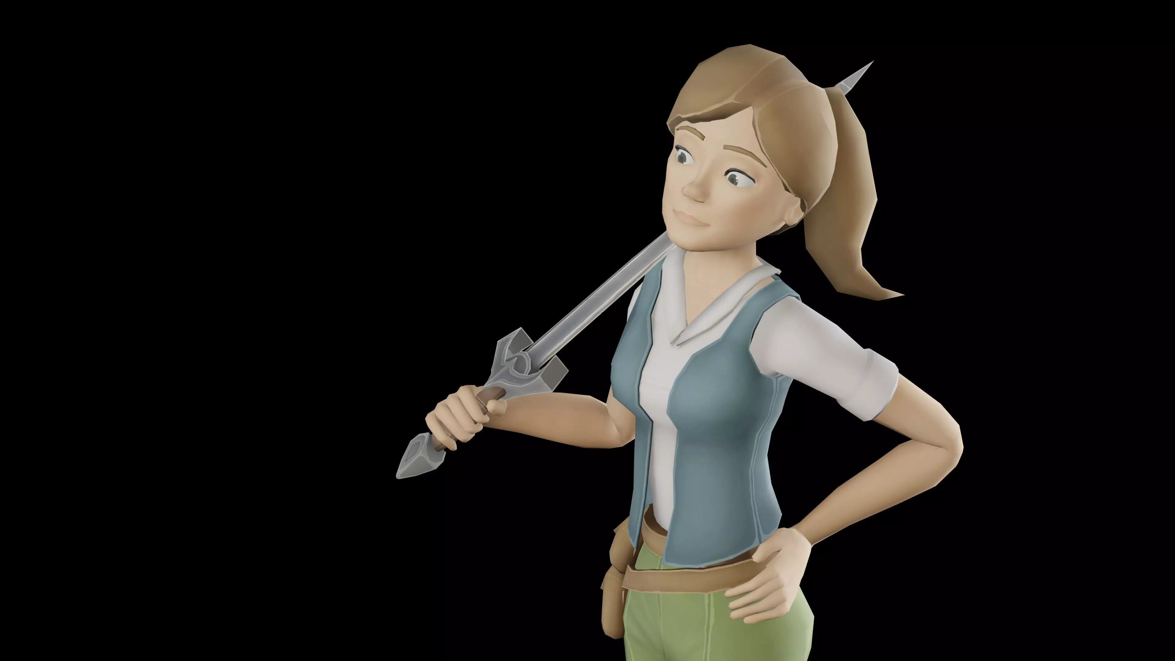 Stylized Female Character Low-poly 3D model_0