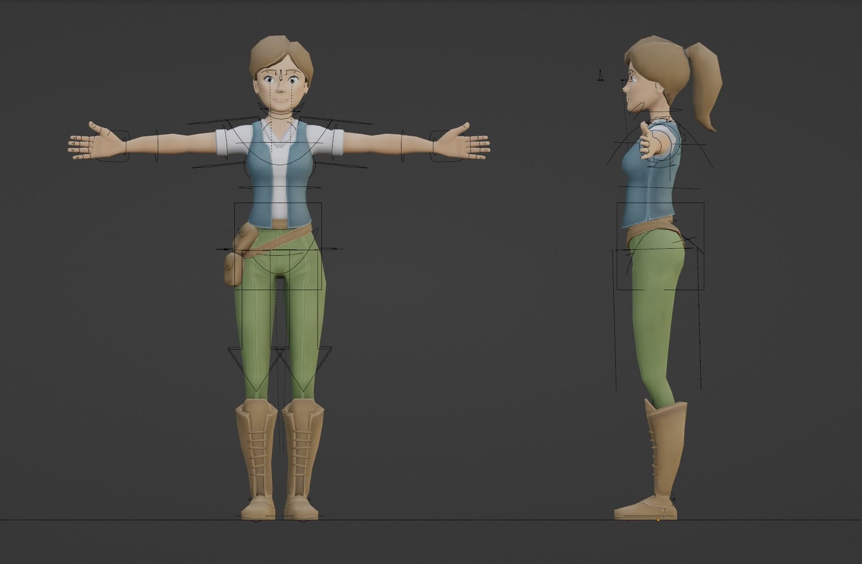 Stylized Female Character Low-poly 3D model_9