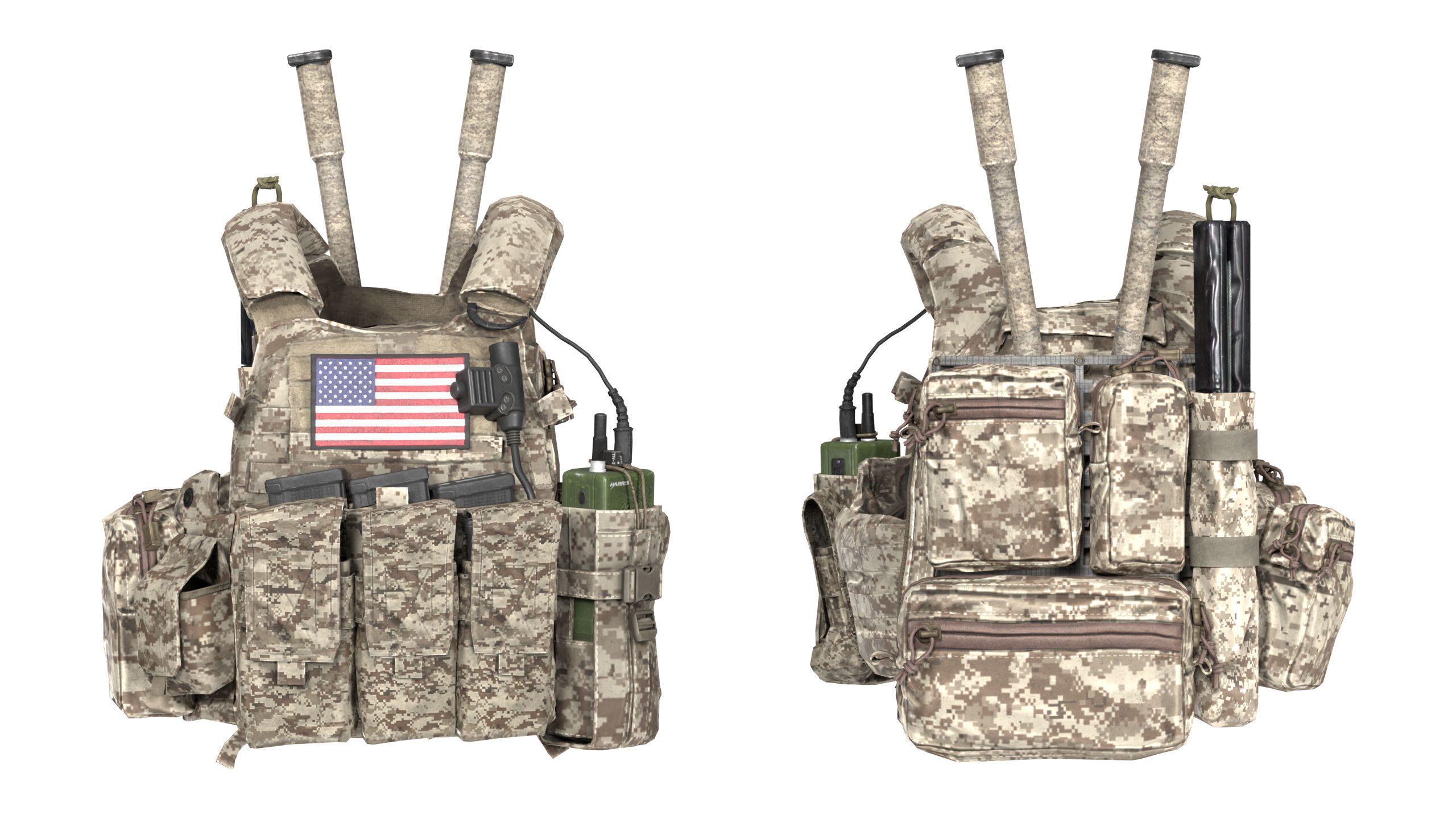 LBT 6094 PLATE CARRIER BUNDLE Low-poly 3D model_7