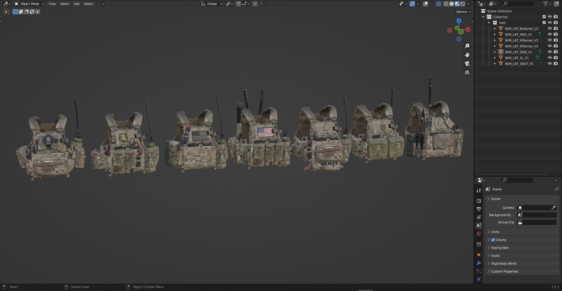LBT 6094 PLATE CARRIER BUNDLE Low-poly 3D model_20