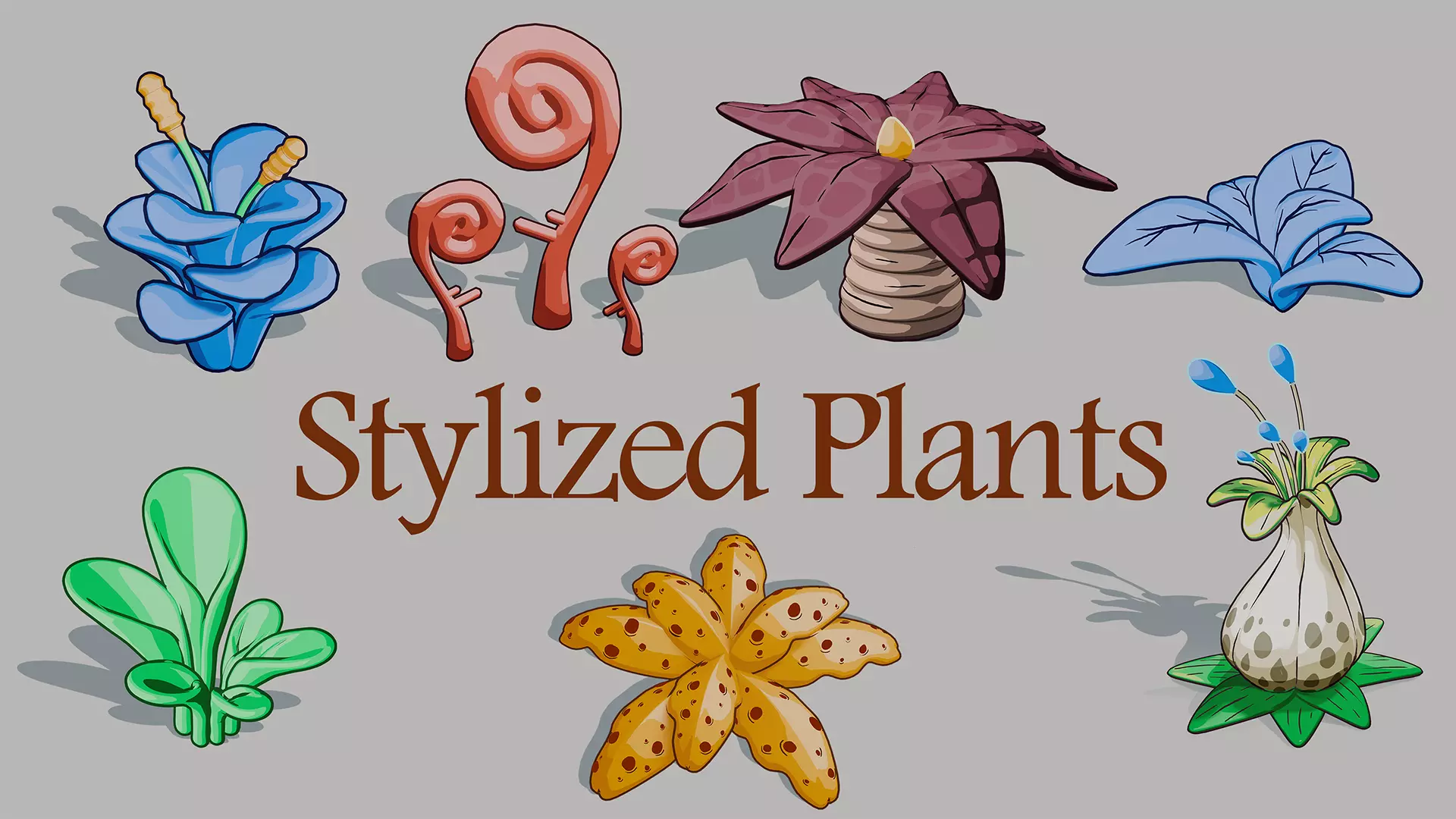 stylized plants cell shade 3D model