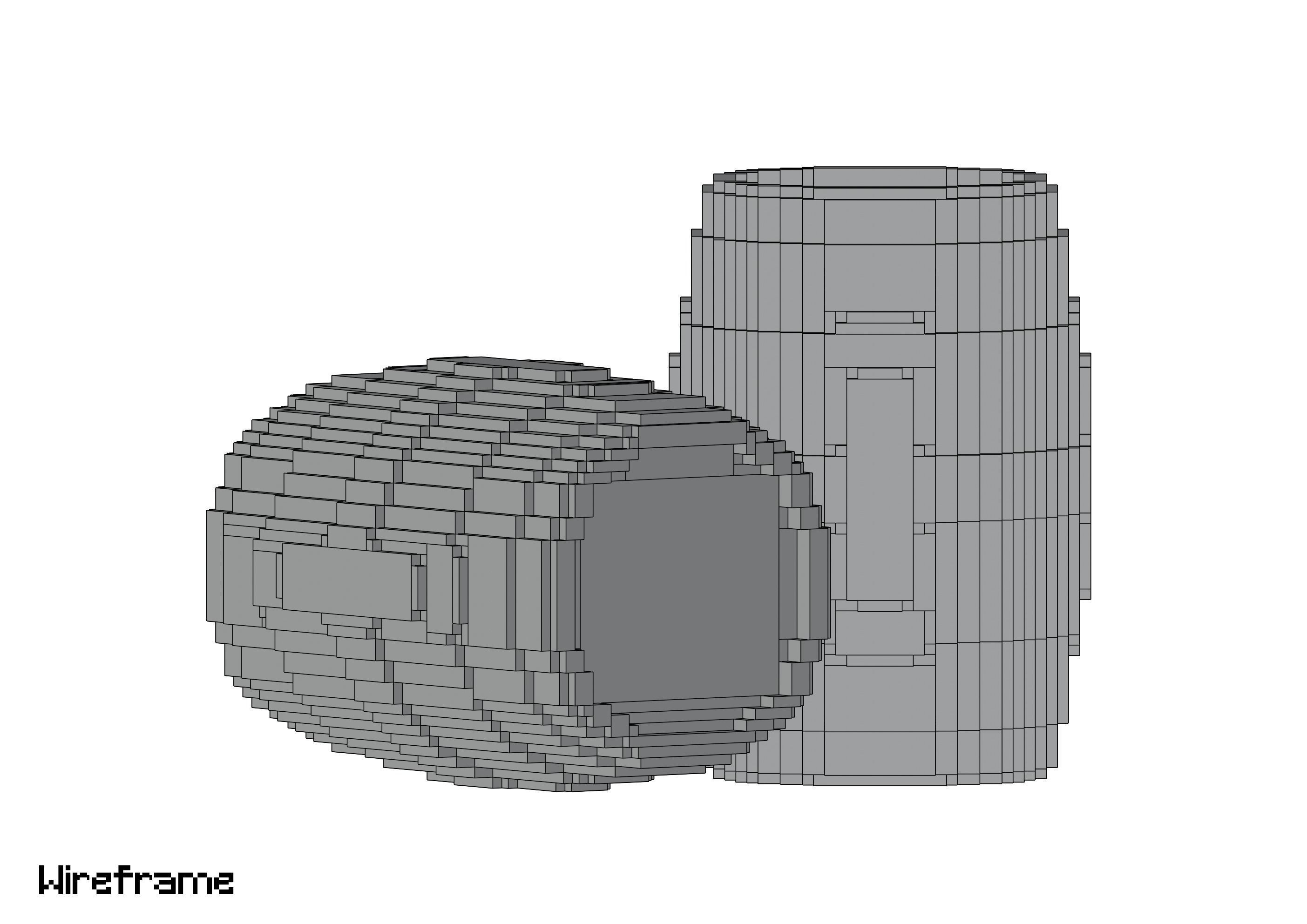Voxel Wooden Barrel 2 3D model_2
