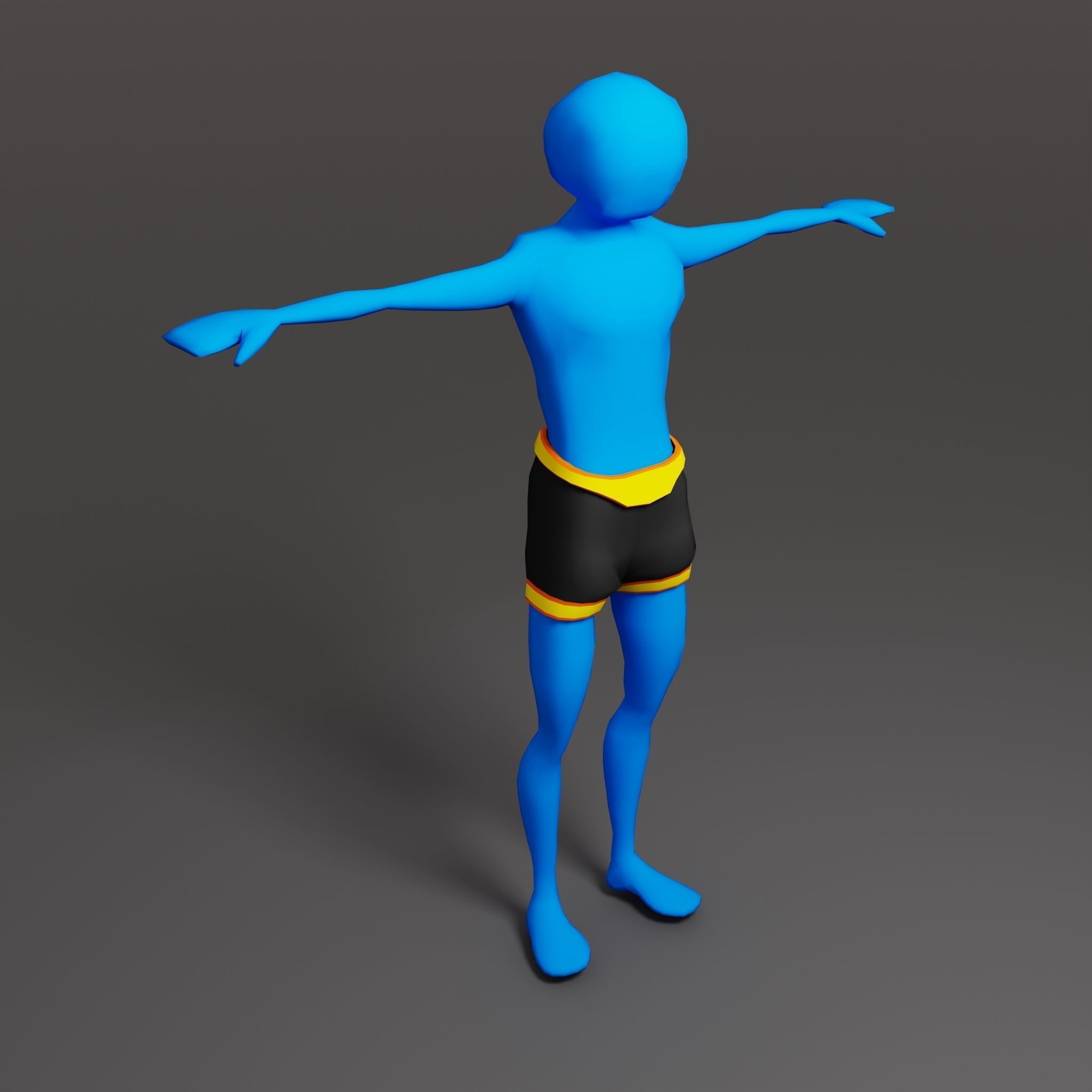 HyperCasual Character Muscle - blend shape Animation Low-poly 3D model_4
