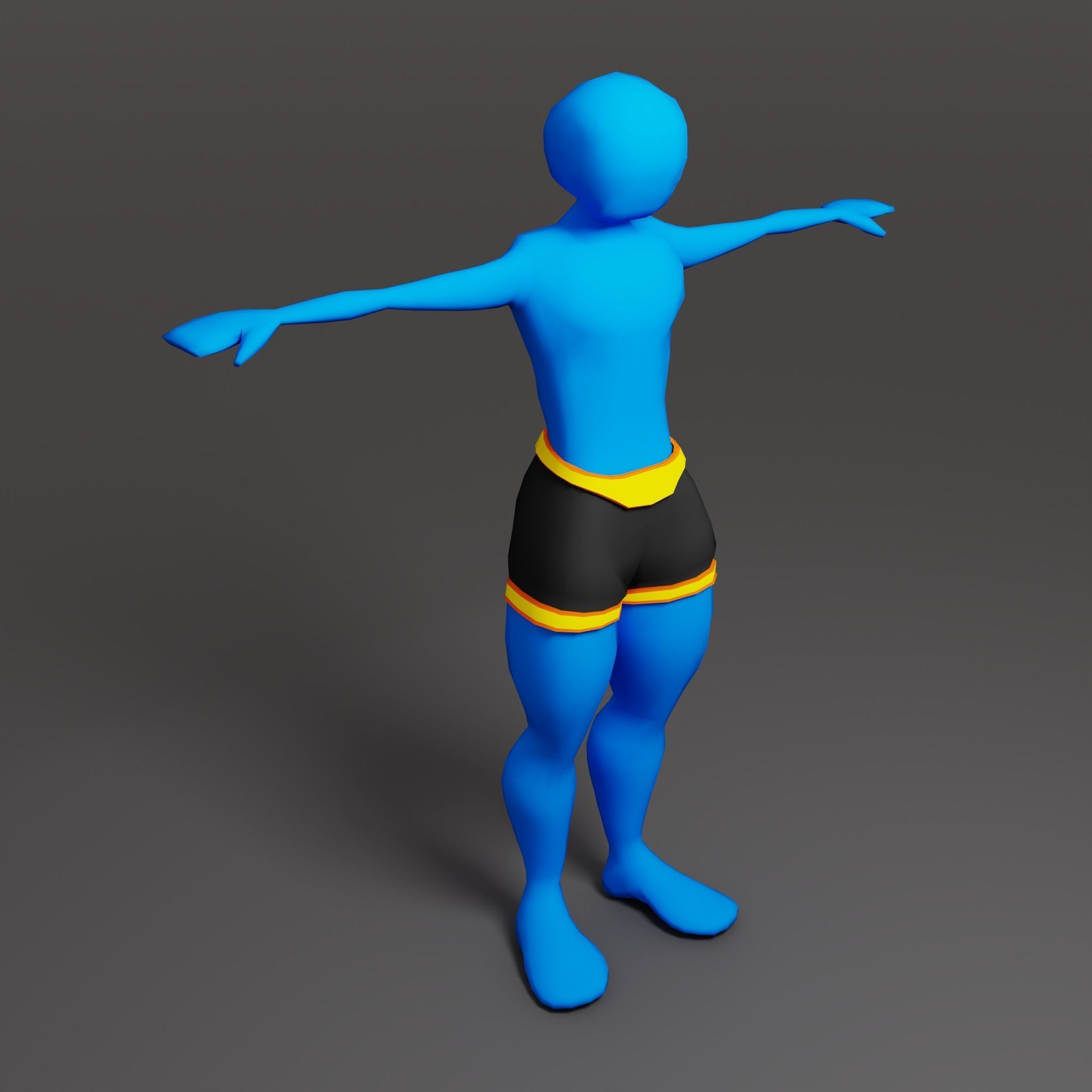 HyperCasual Character Muscle - blend shape Animation Low-poly 3D model_5