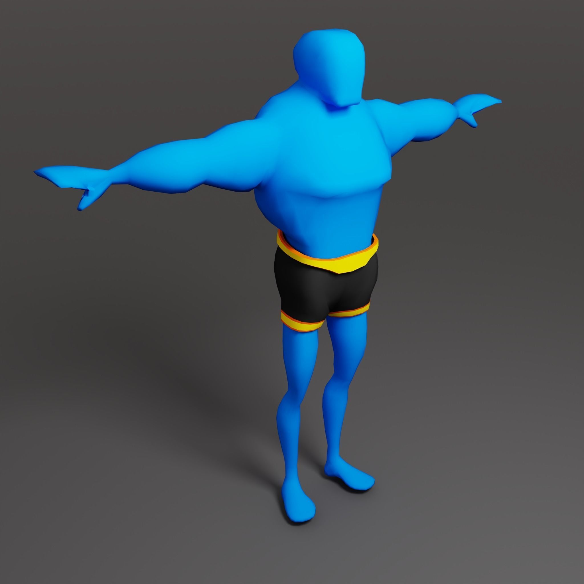 HyperCasual Character Muscle - blend shape Animation Low-poly 3D model_3