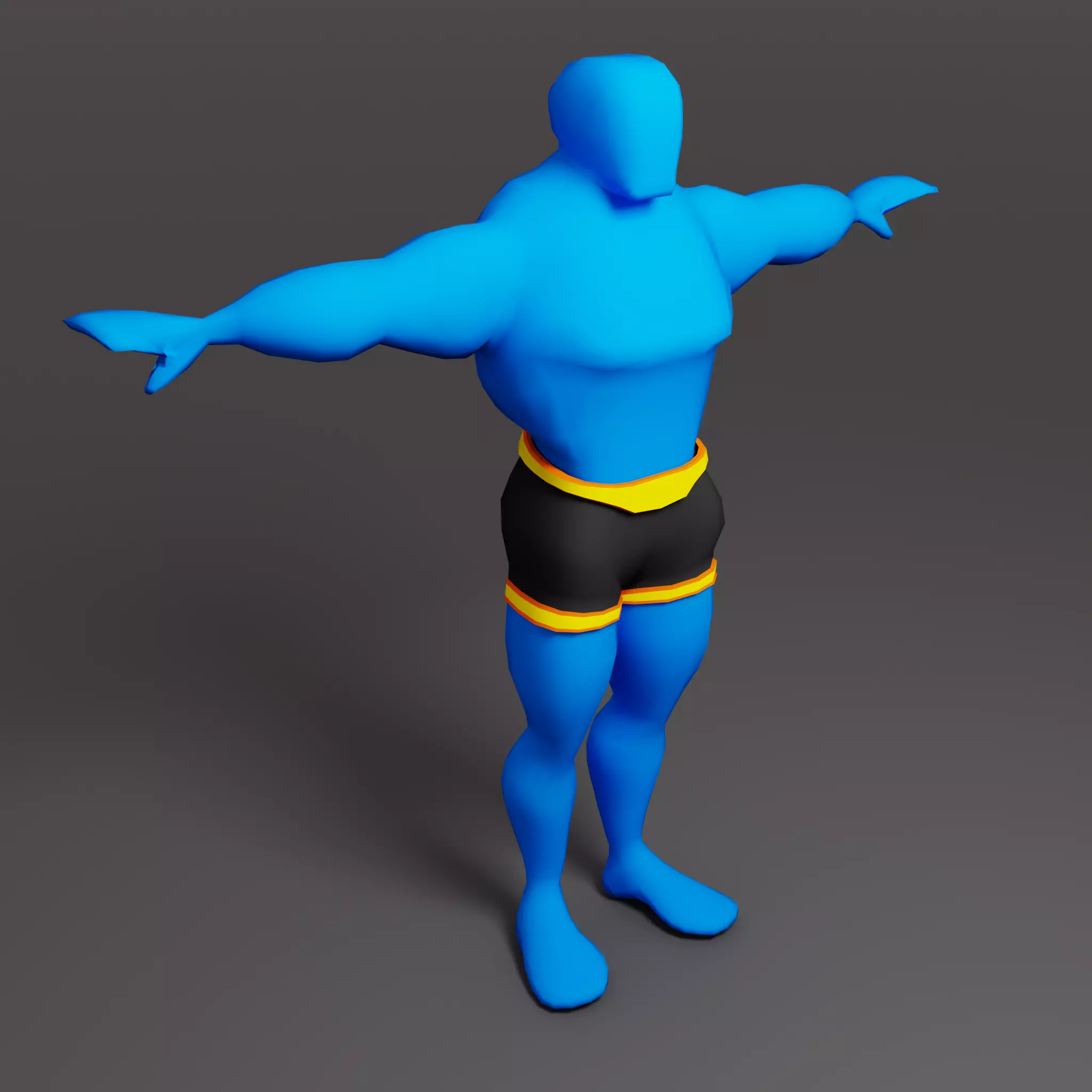 HyperCasual Character Muscle - blend shape Animation Low-poly 3D model_0