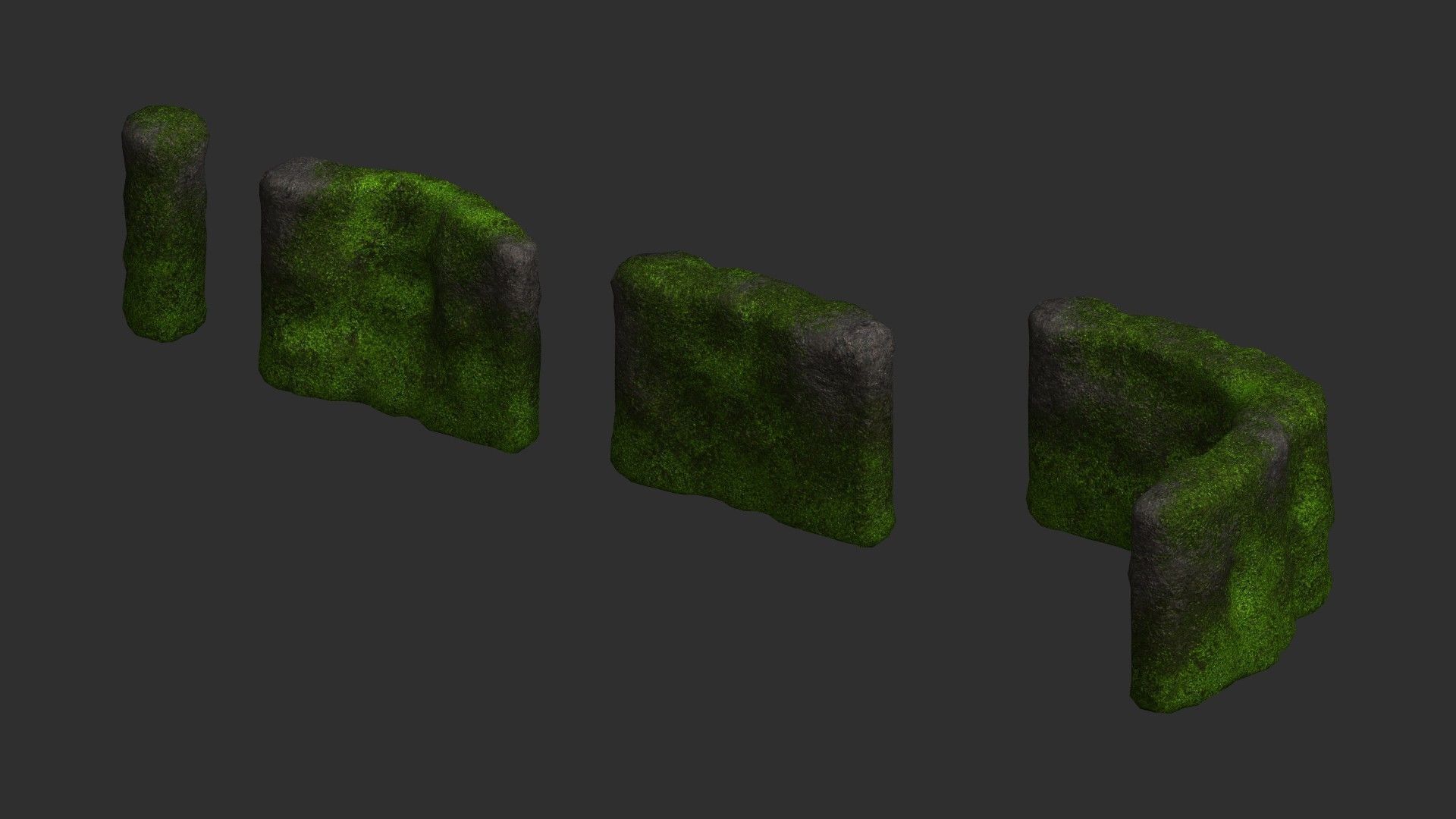 Cave Walls 1 - Moss 2 Low-poly 3D model_12