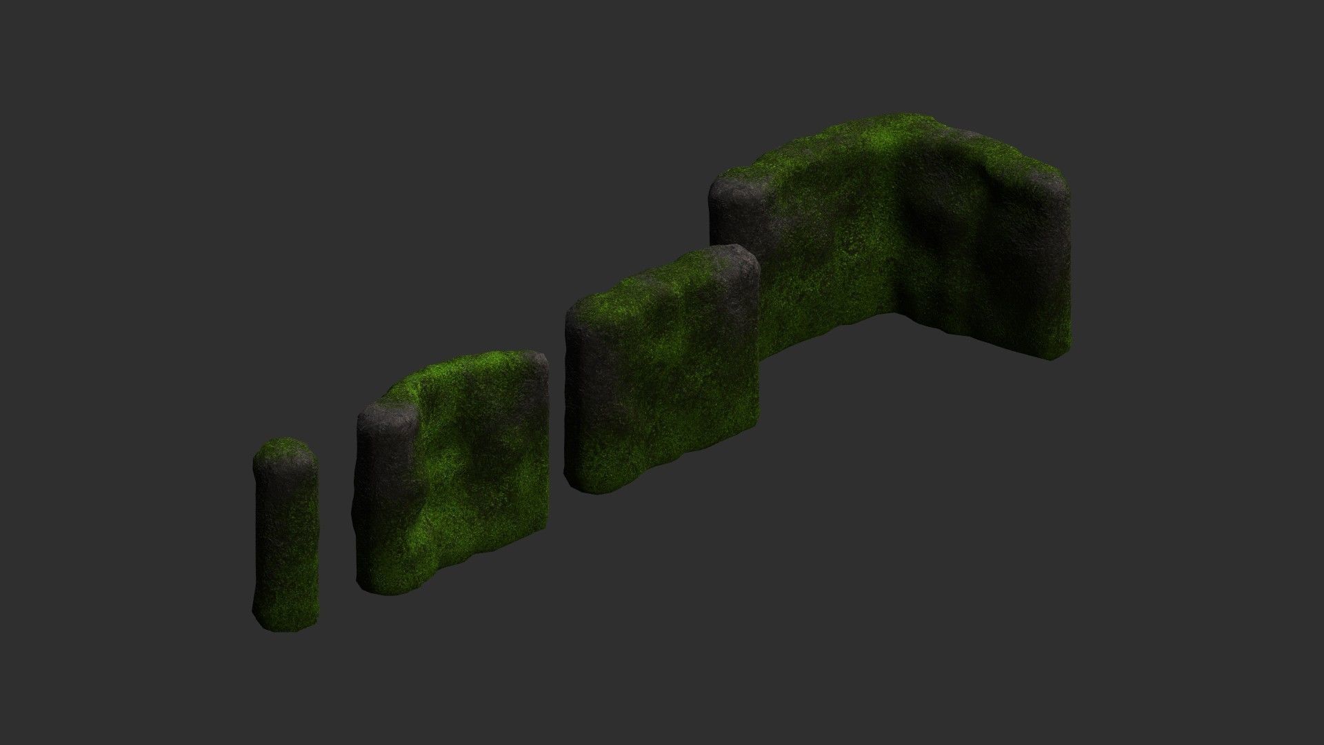 Cave Walls 1 - Moss 2 Low-poly 3D model_9